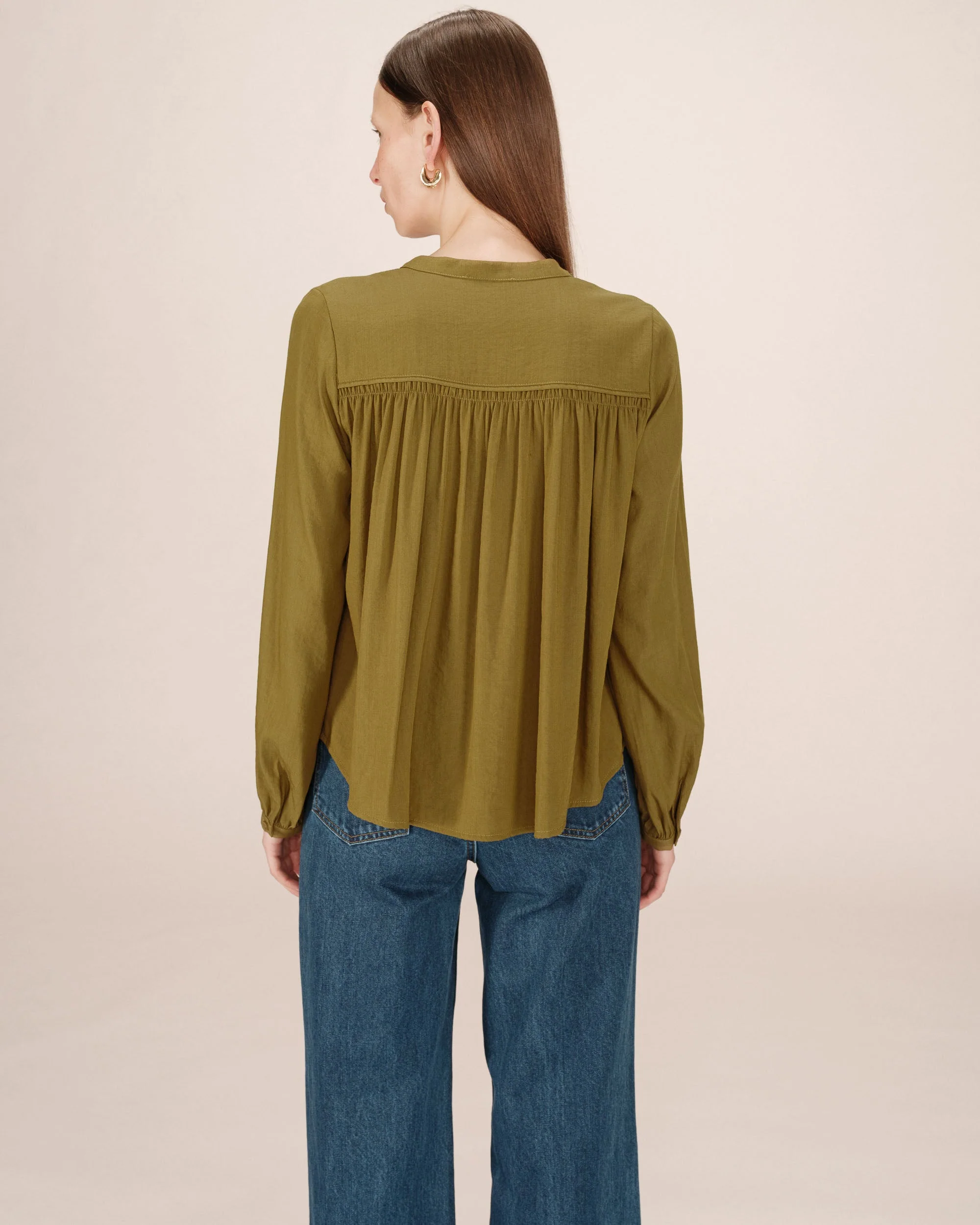 Blouse Droite A Fronces Olive Savannah - Image 5