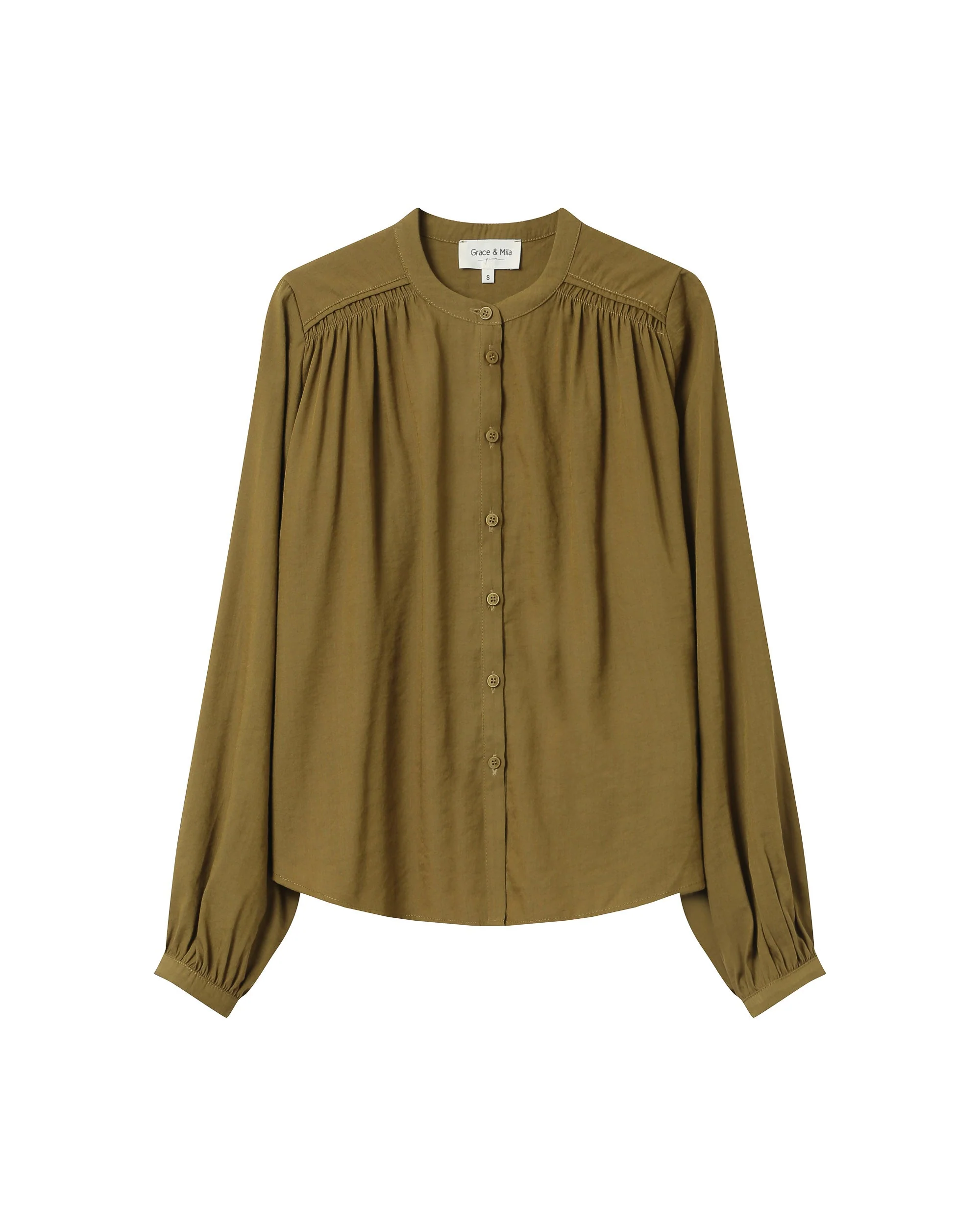 Blouse Droite A Fronces Olive Savannah - Image 6