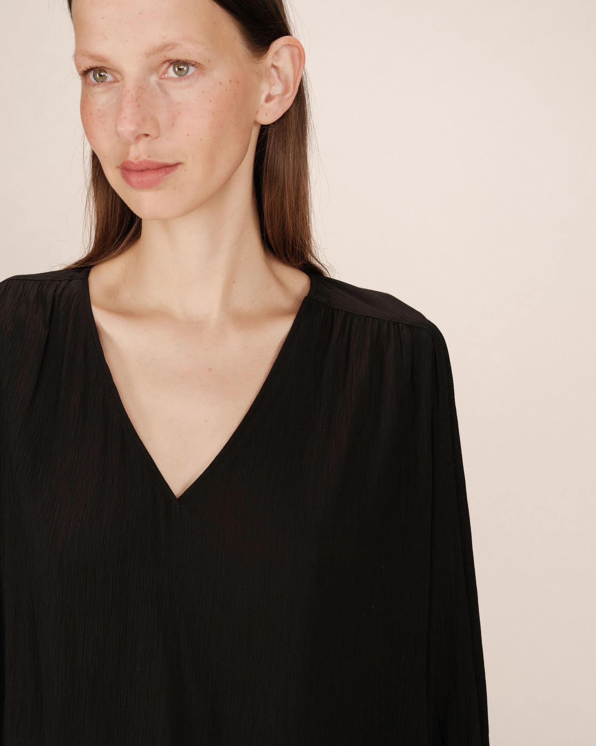 Blouse Droite Fluide Noir Solo - Image 2