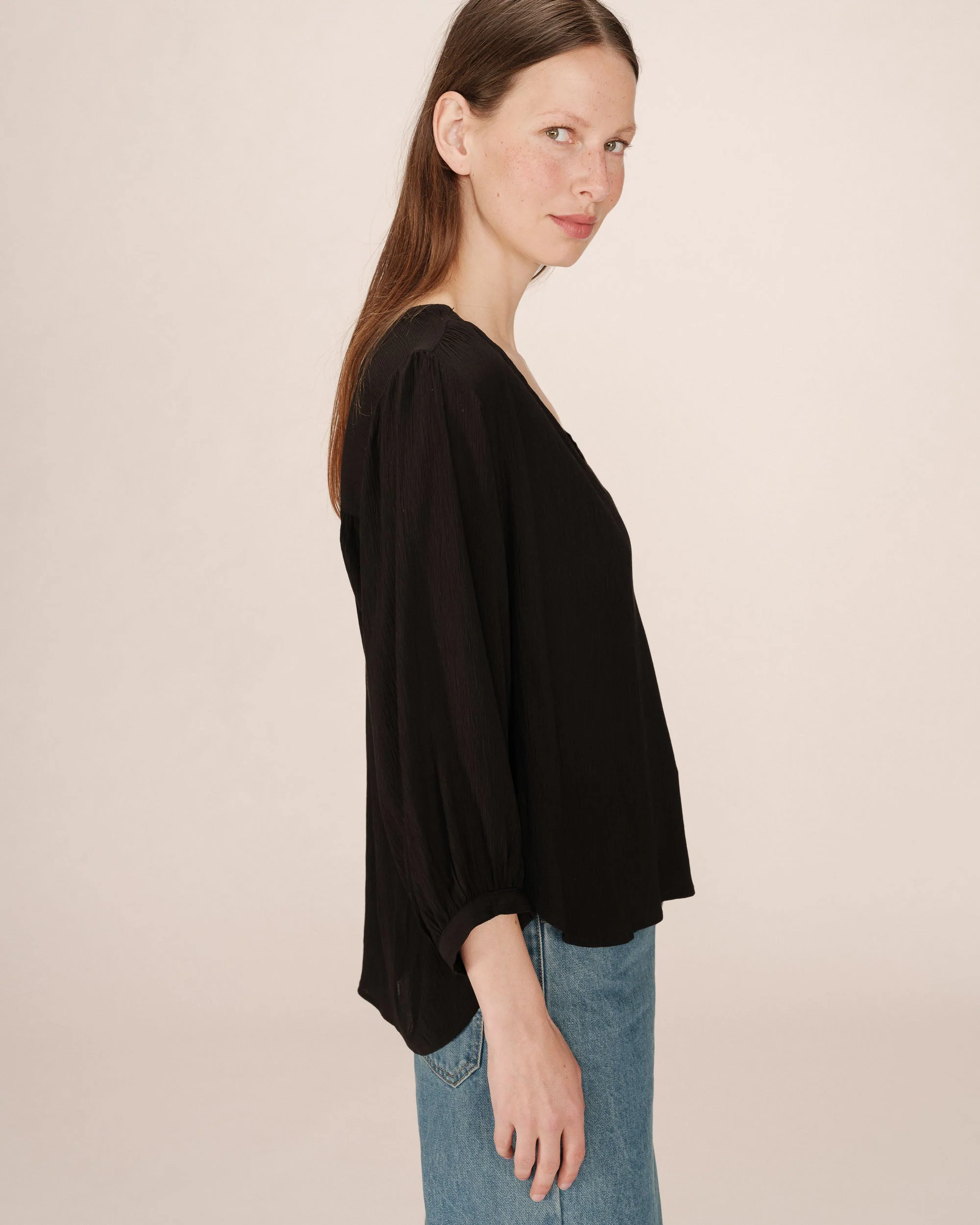 Blouse Droite Fluide Noir Solo - Image 4