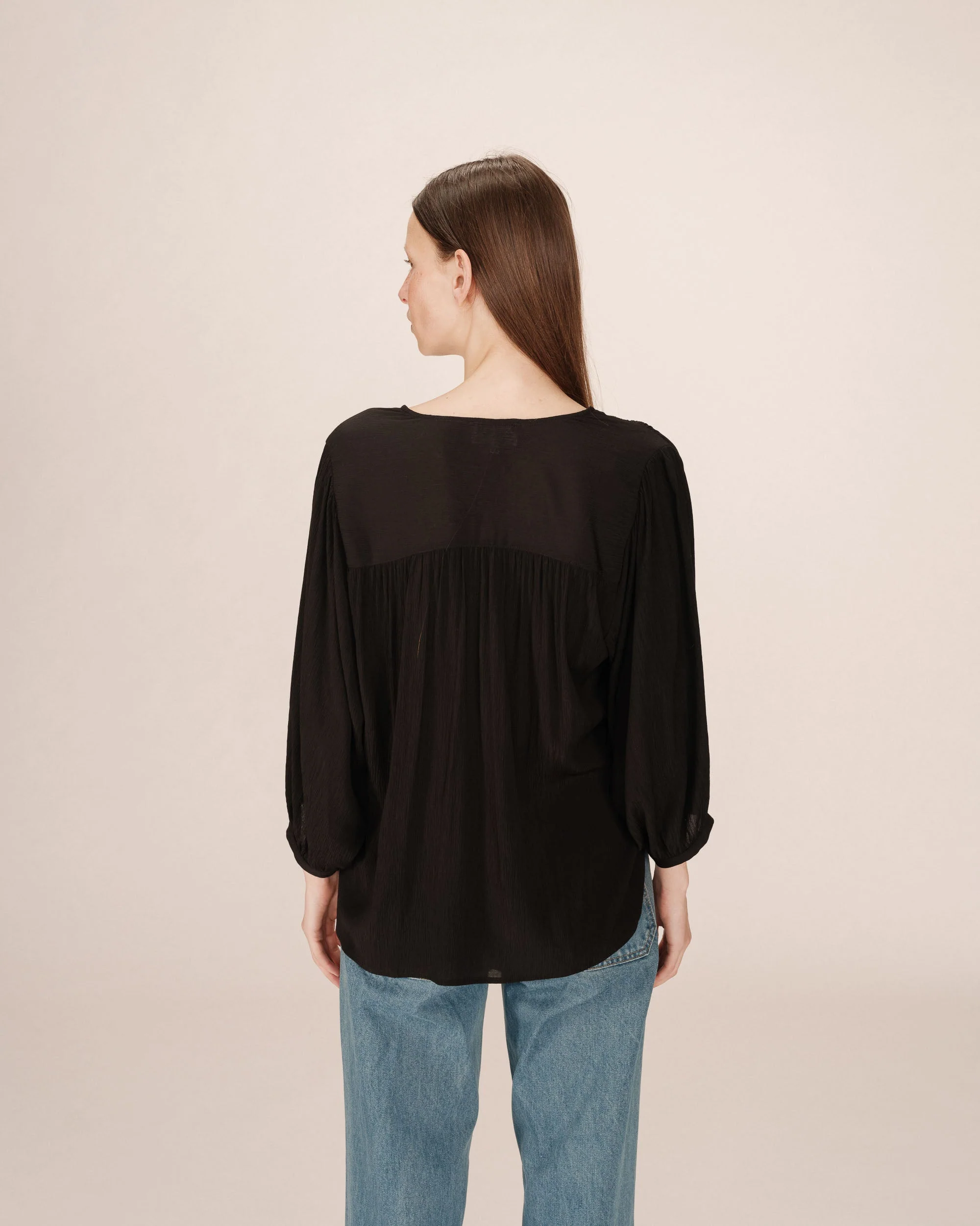 Blouse Droite Fluide Noir Solo - Image 5