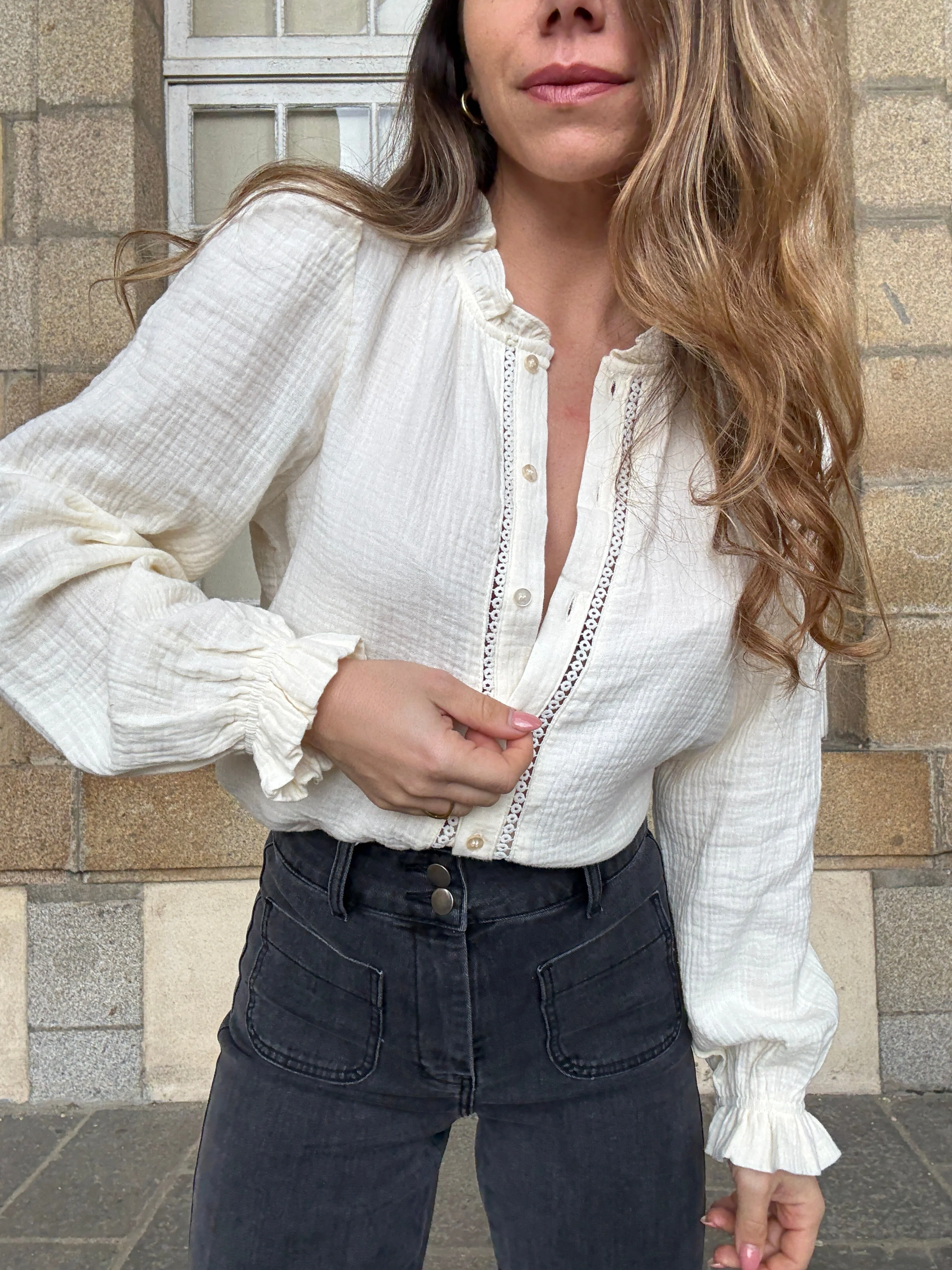 Blouse Écrue En Double Gaze Lili - Image 2