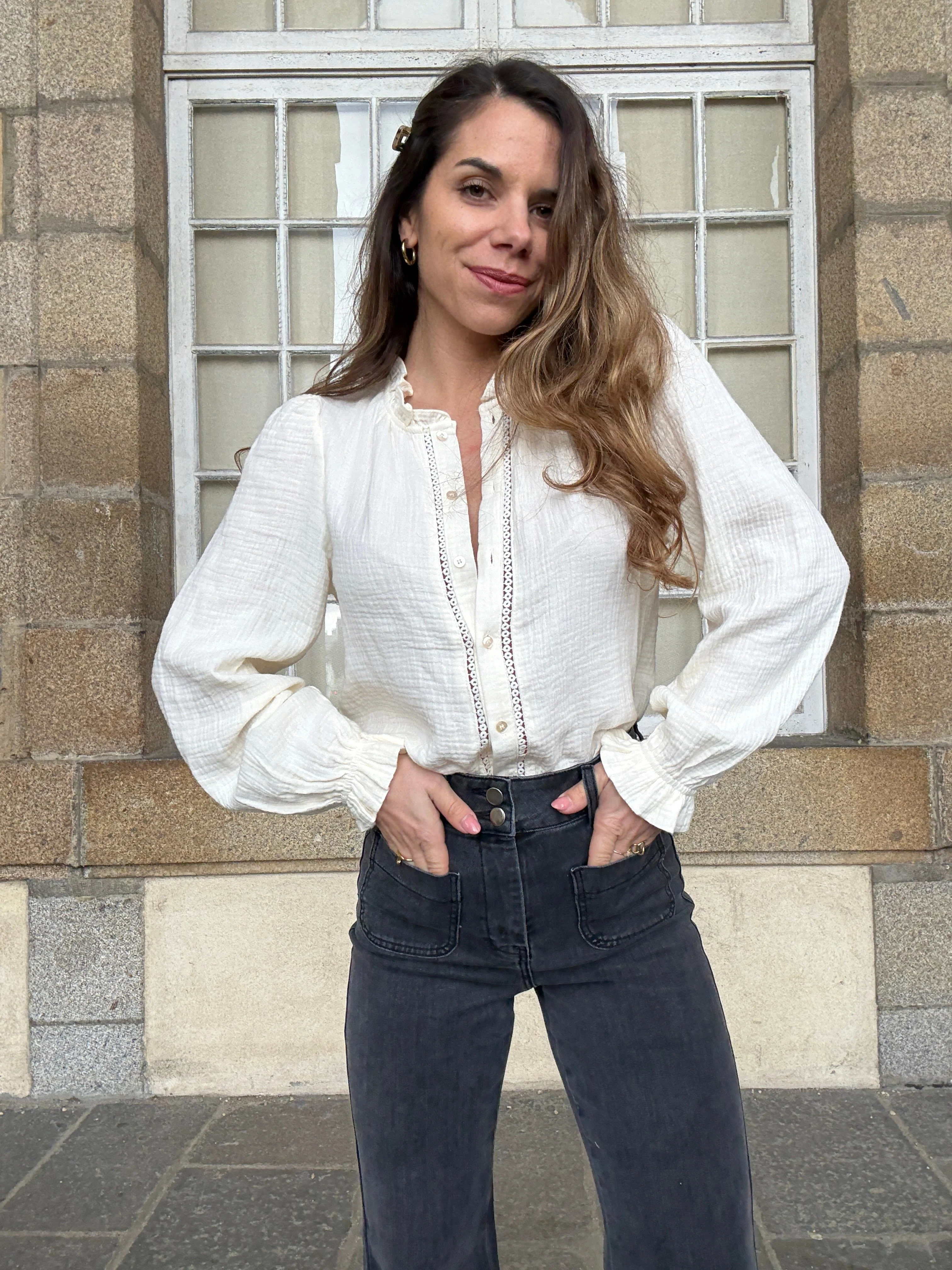 Blouse Écrue En Double Gaze Lili - Image 5