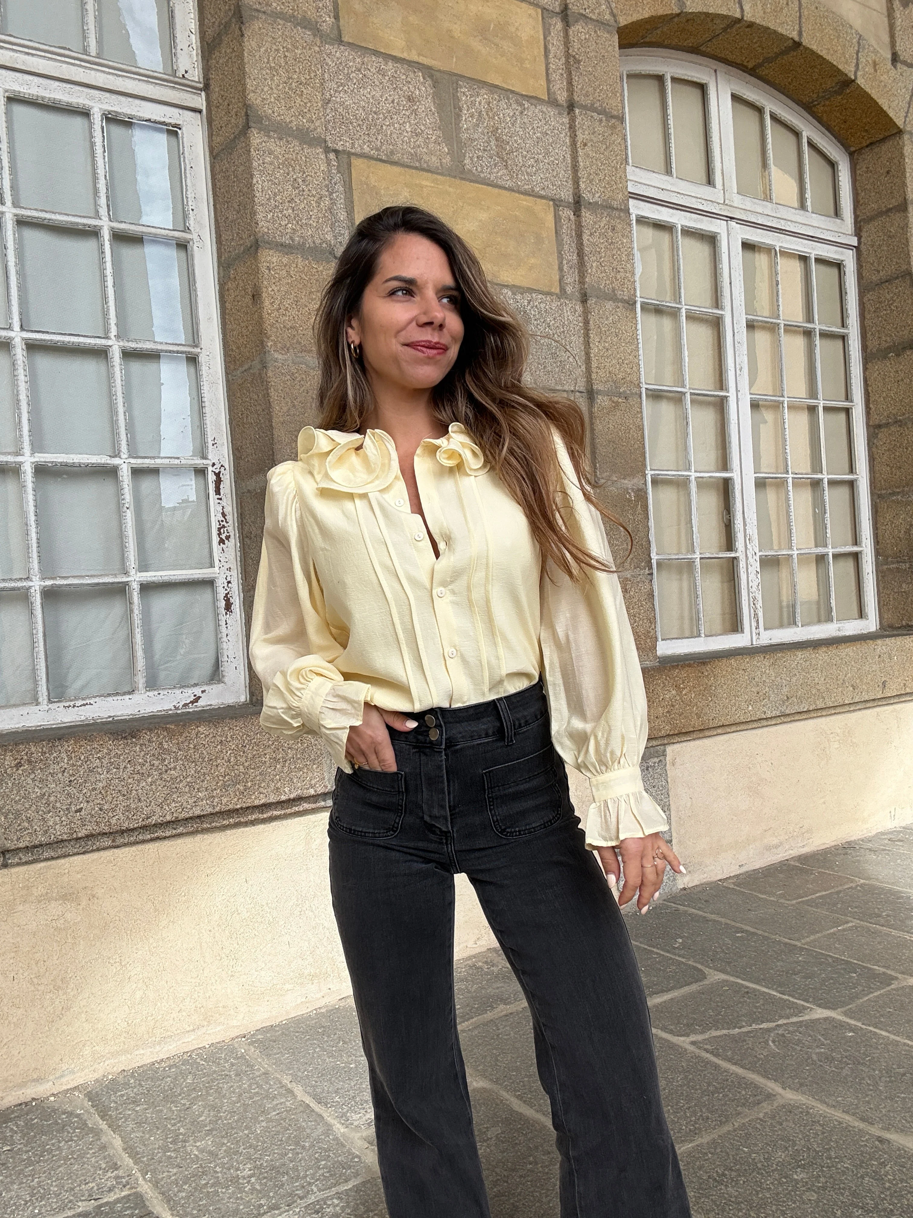 Blouse Brune Jaune Pâle - Image 11