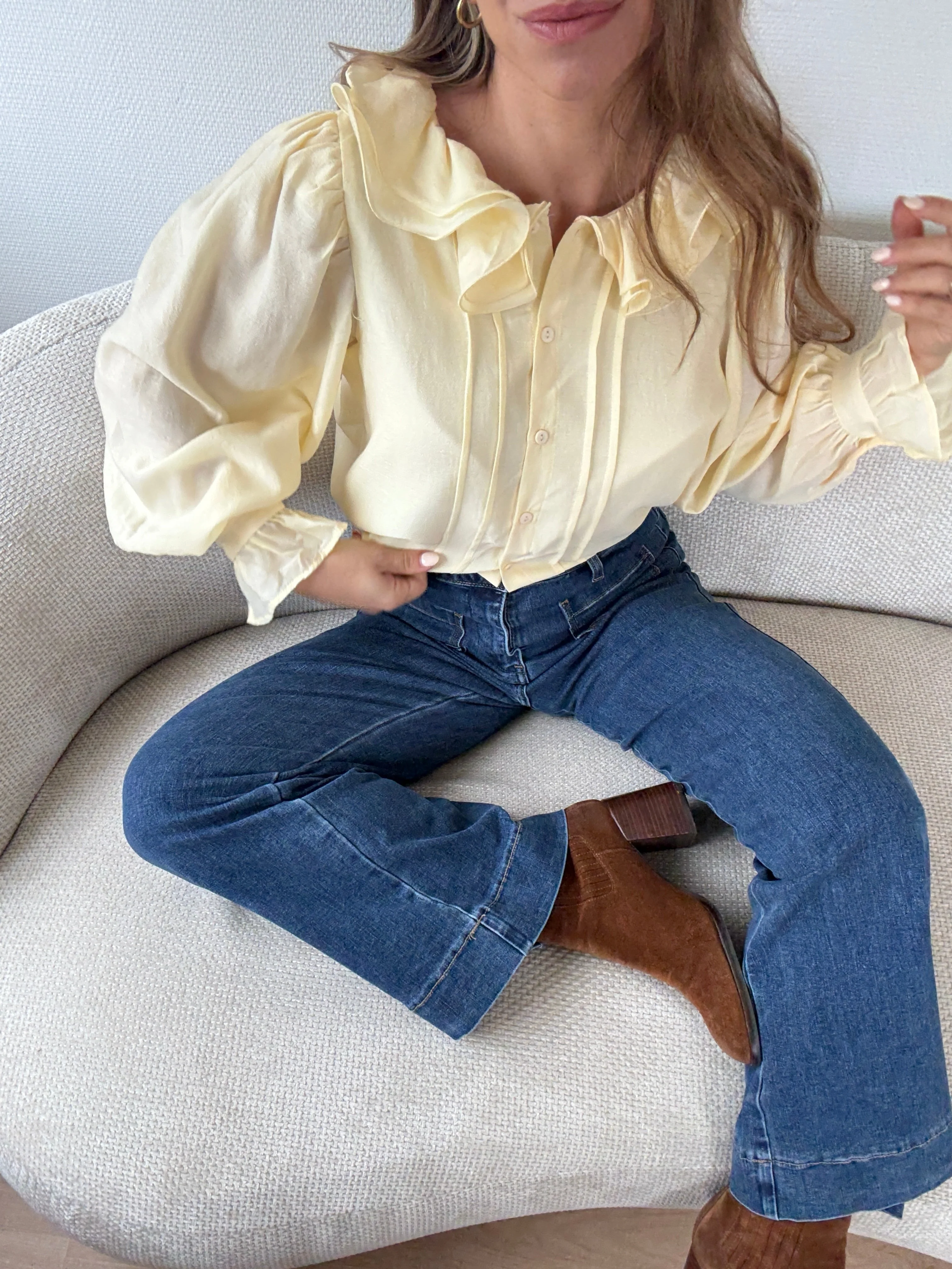 Blouse Brune Jaune Pâle - Image 12