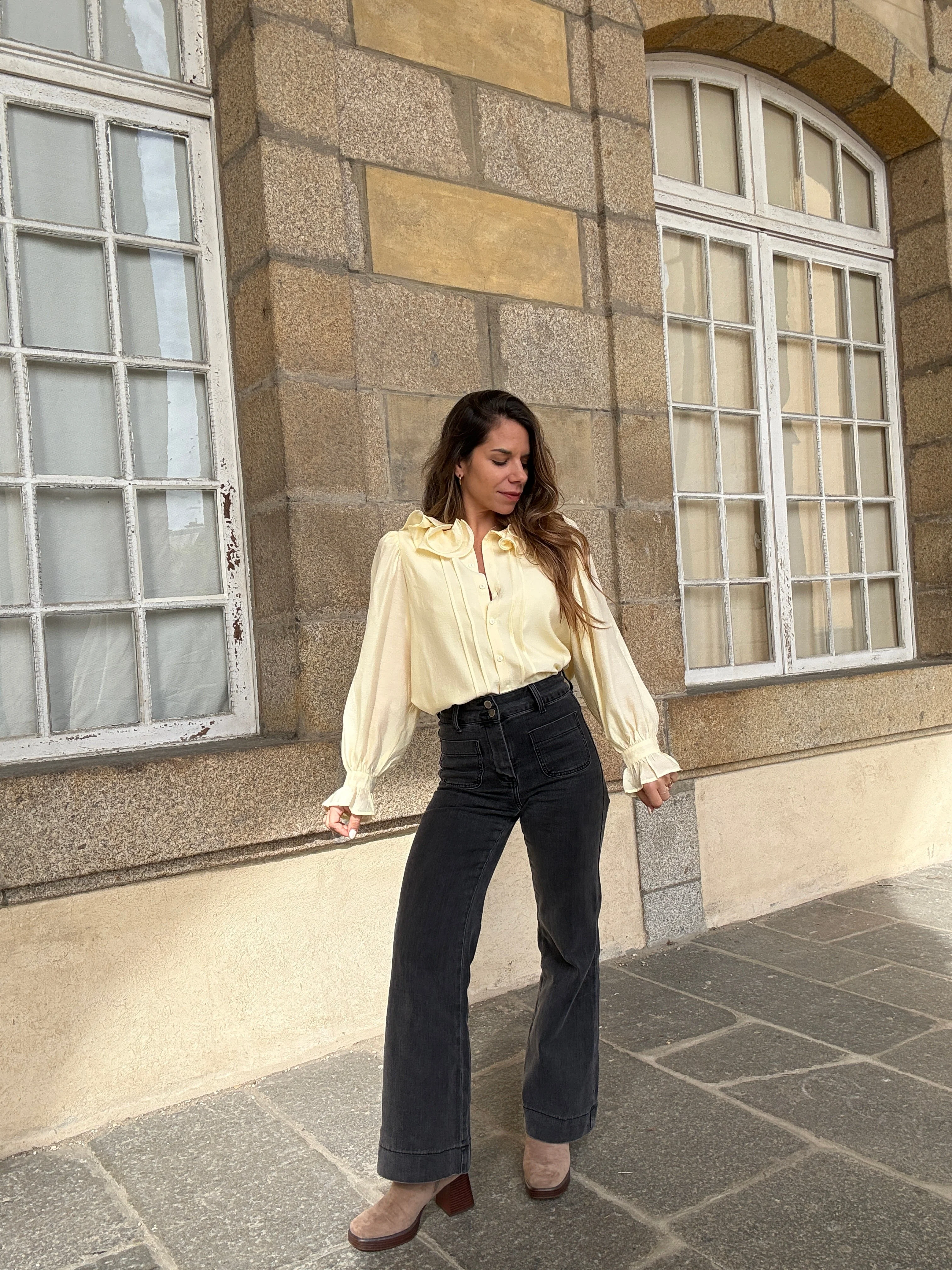 Blouse Brune Jaune Pâle - Image 13