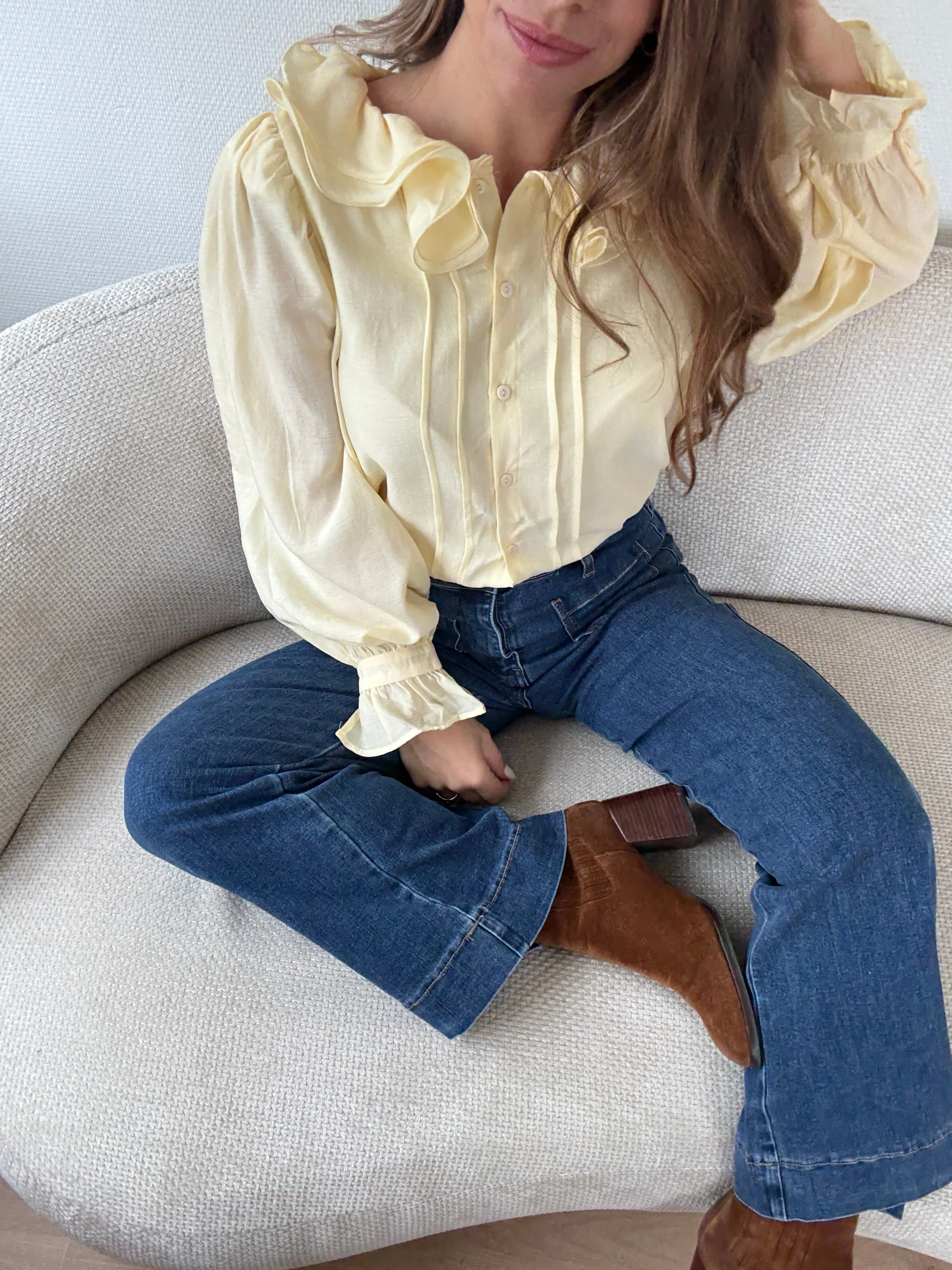 Blouse Brune Jaune Pâle - Image 14