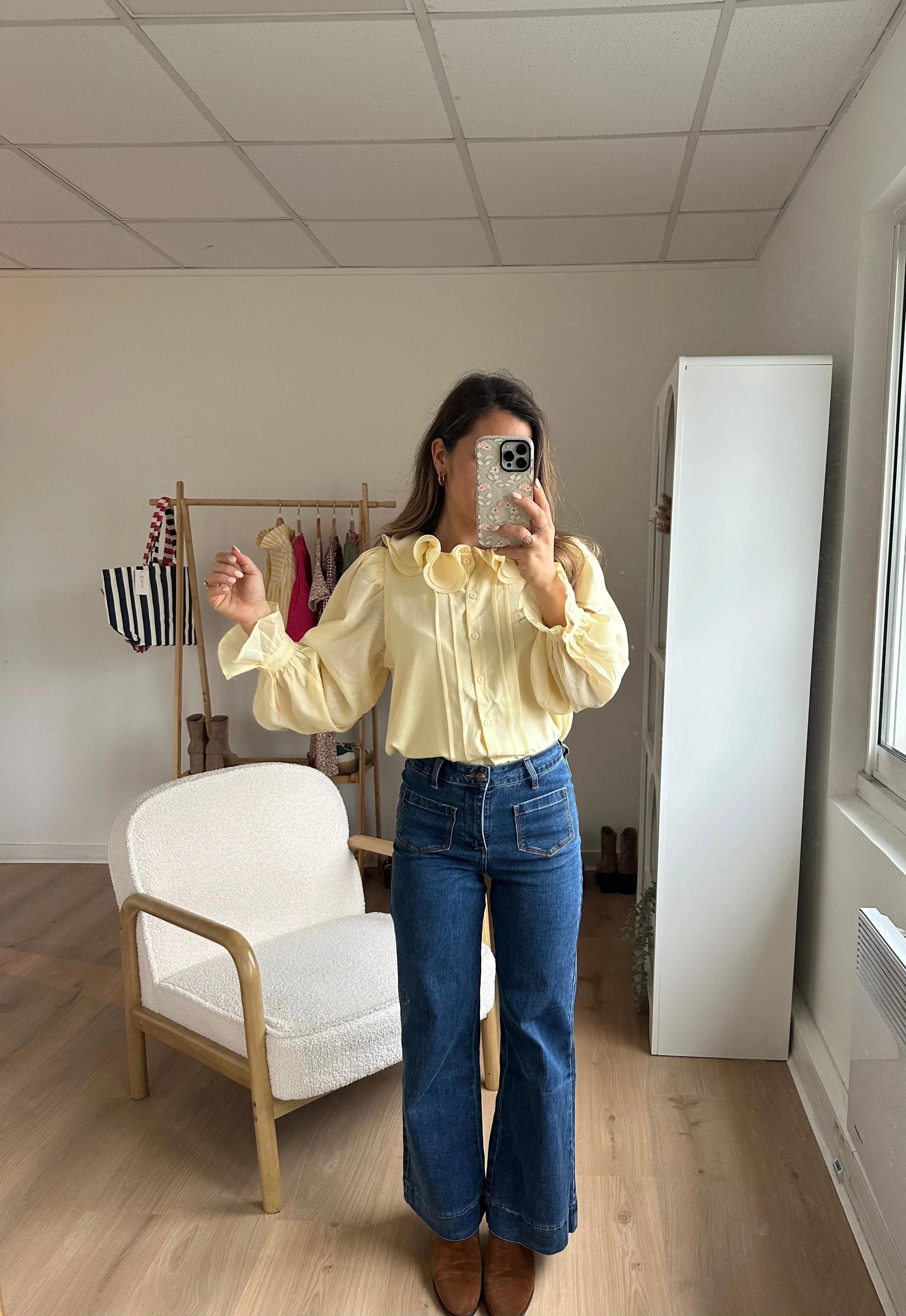 Blouse Brune Jaune Pâle - Image 17