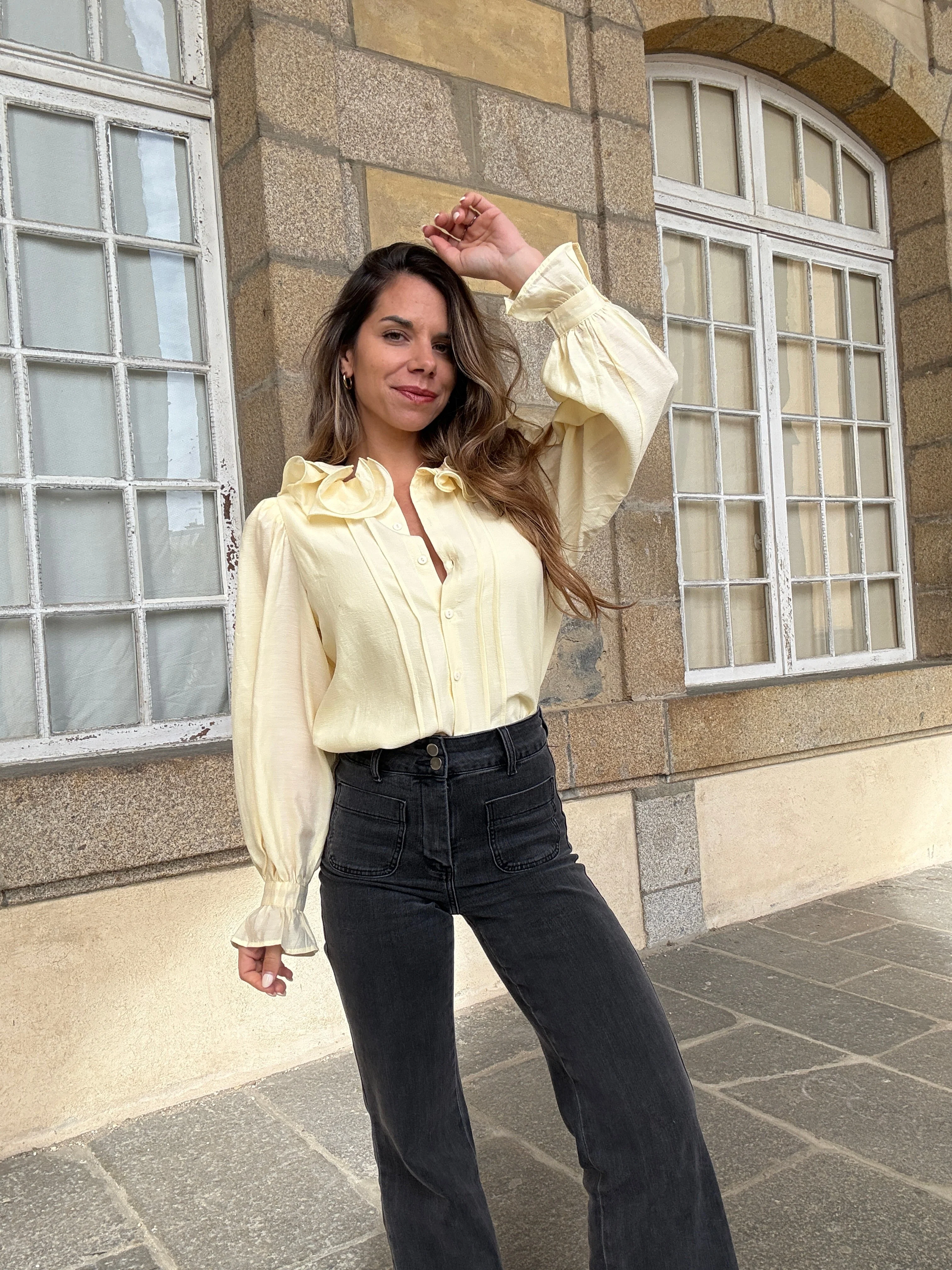 Blouse Brune Jaune Pâle - Image 5