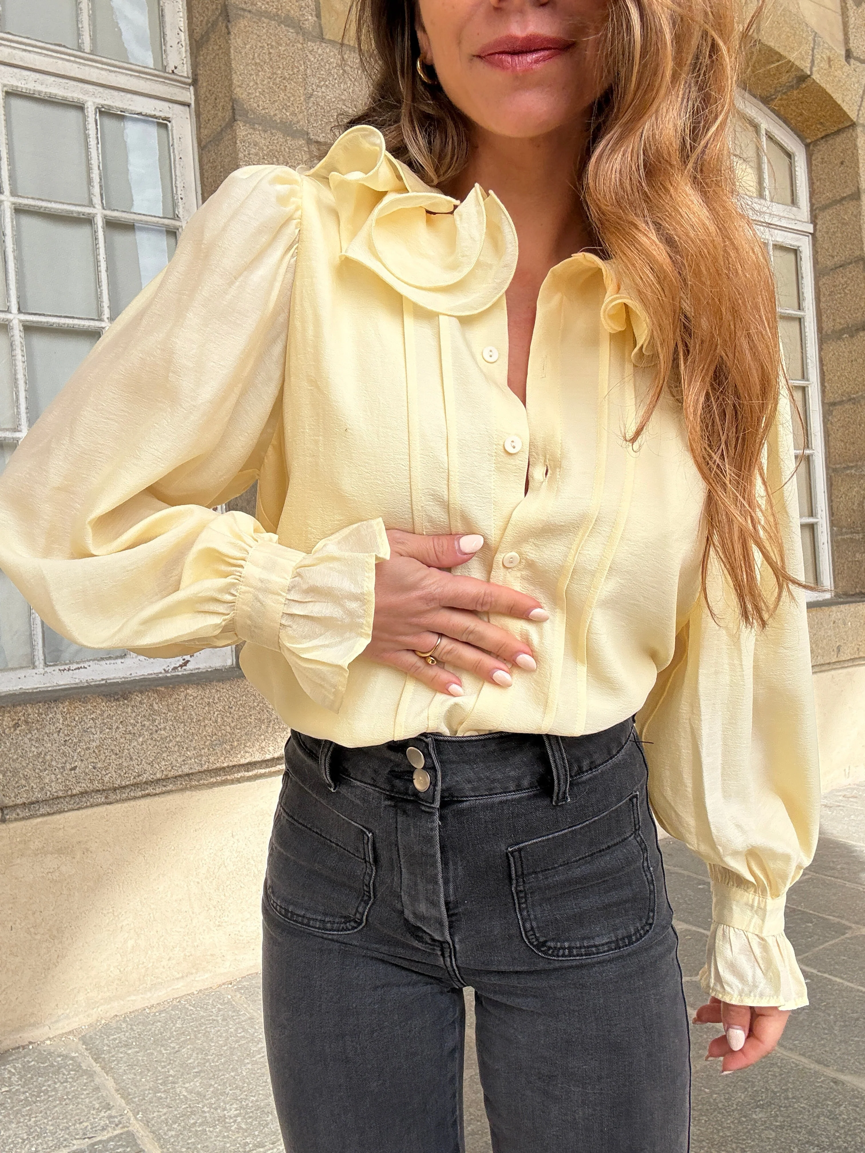 Blouse Brune Jaune Pâle - Image 6