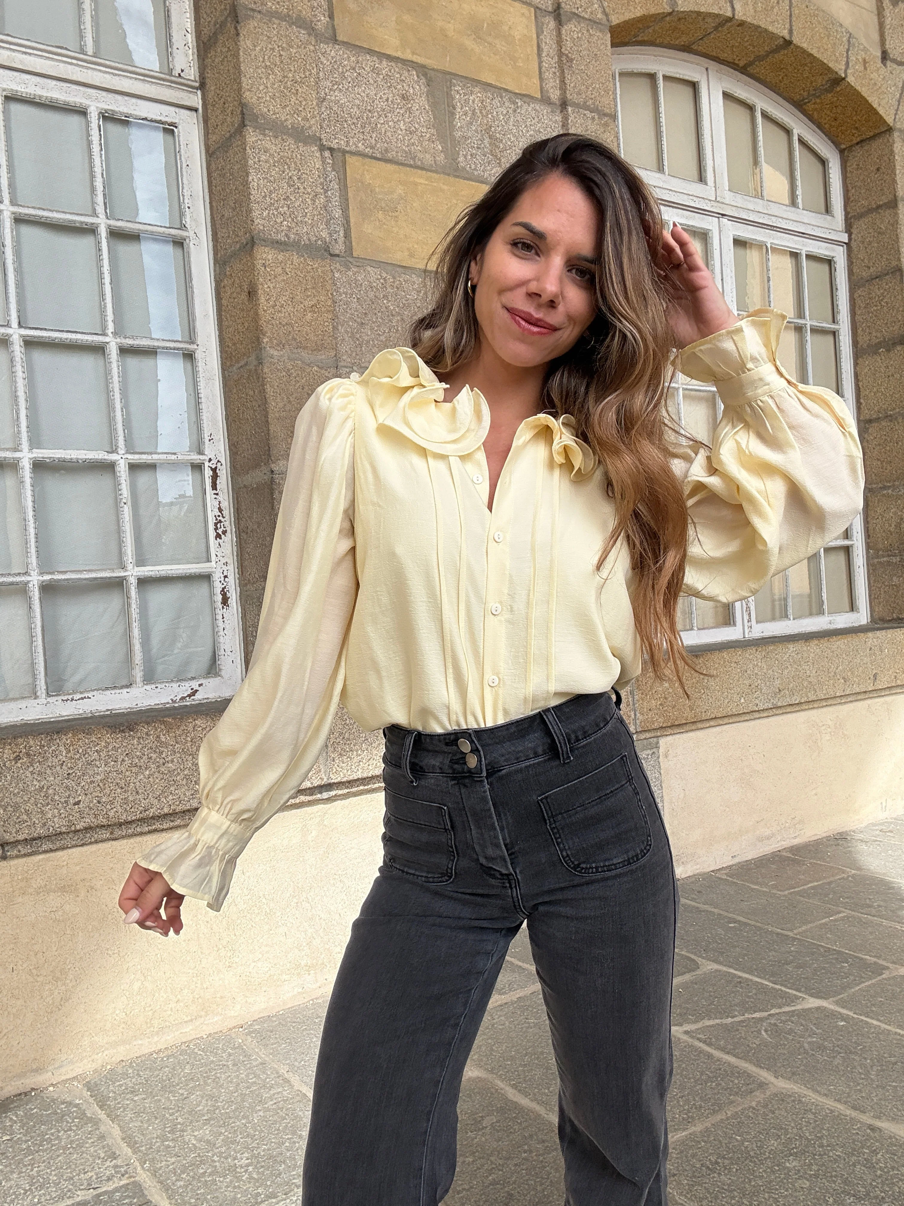 Blouse Brune Jaune Pâle - Image 7