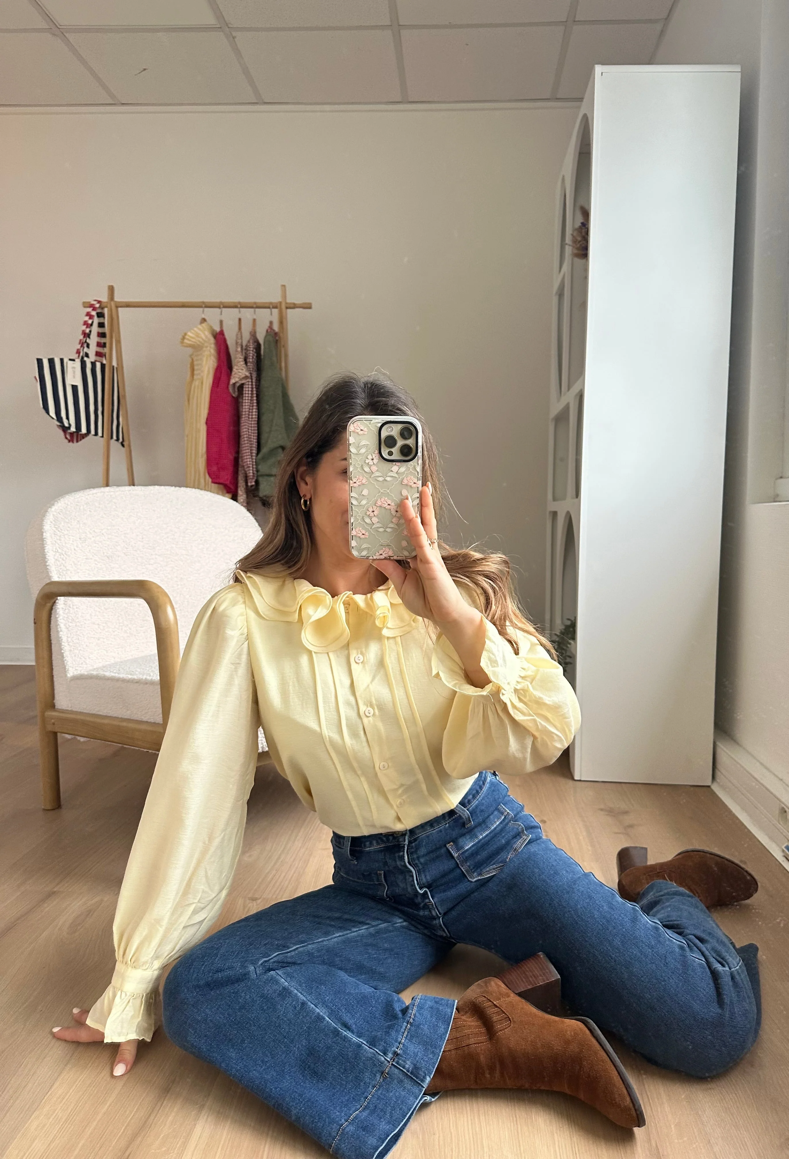 Blouse Brune Jaune Pâle - Image 9