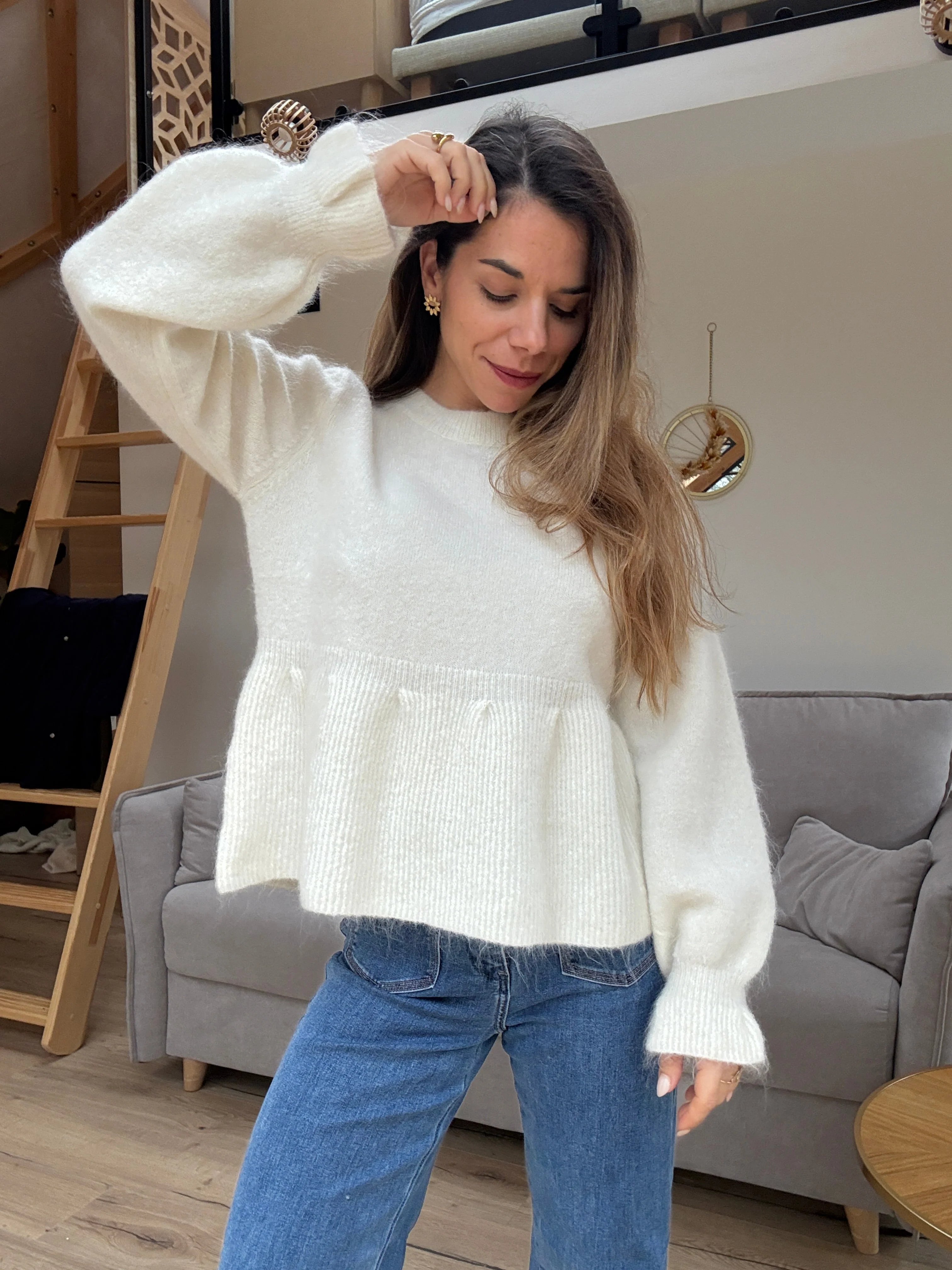 Pull Peplum Elia Écrue - Image 10