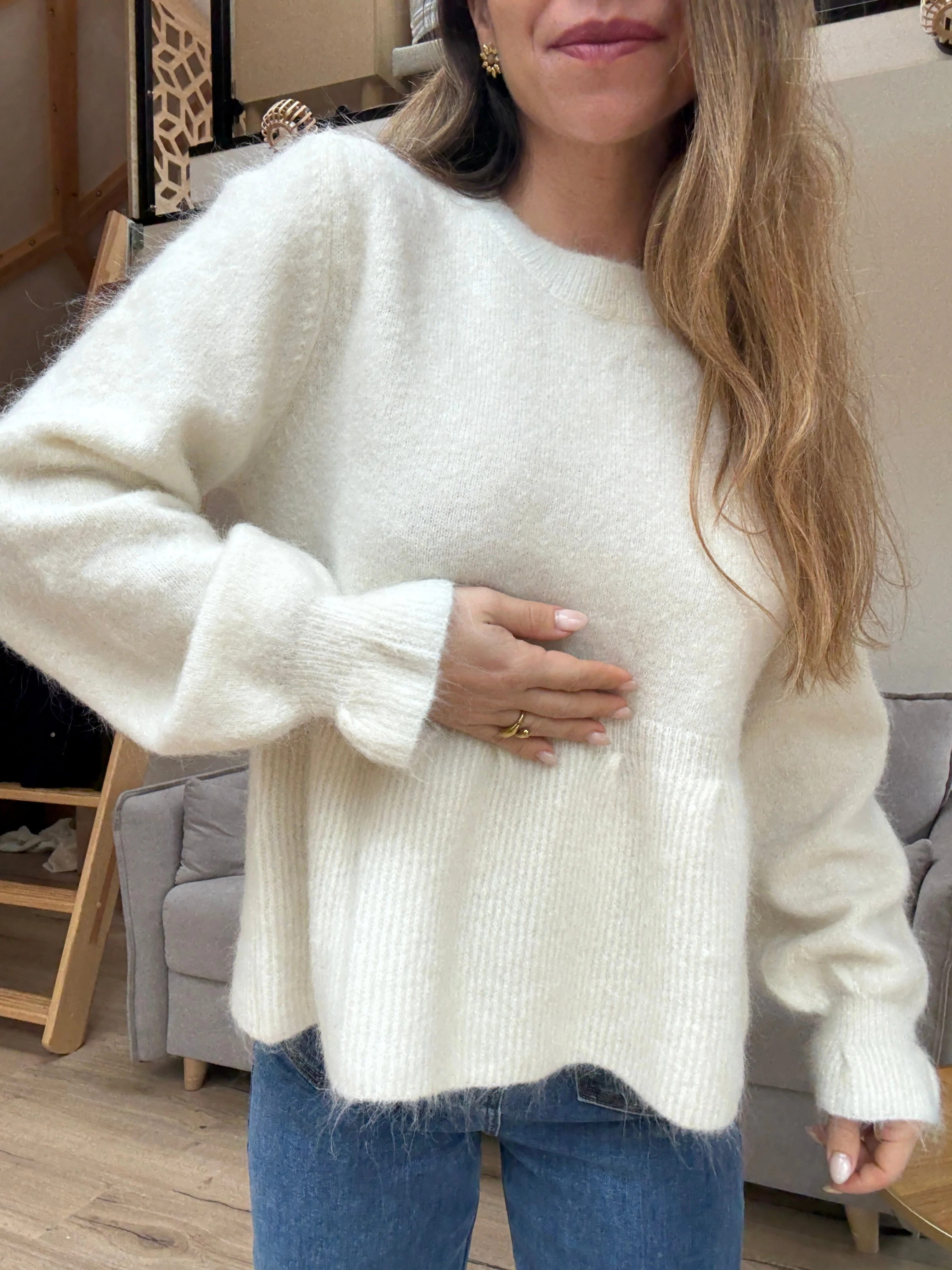 Pull Peplum Elia Écrue - Image 11