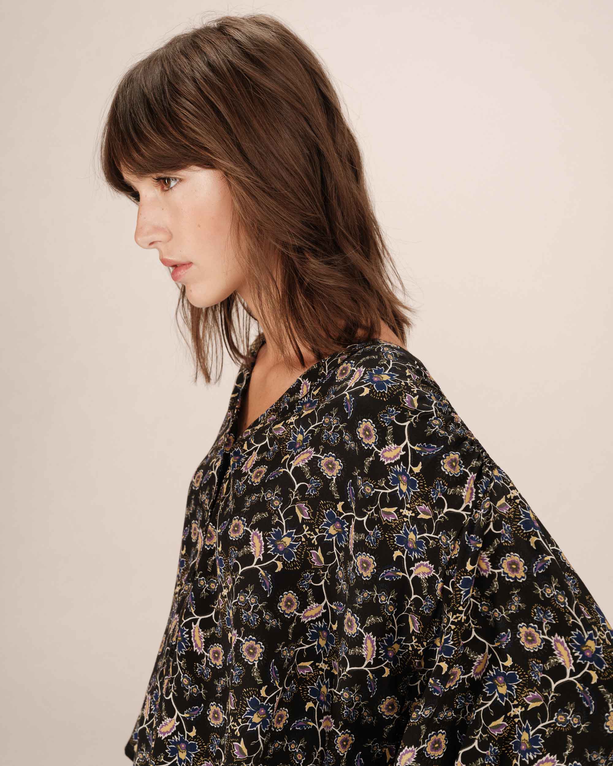 Blouse Imprimé Floral Noir Secrete - Image 2