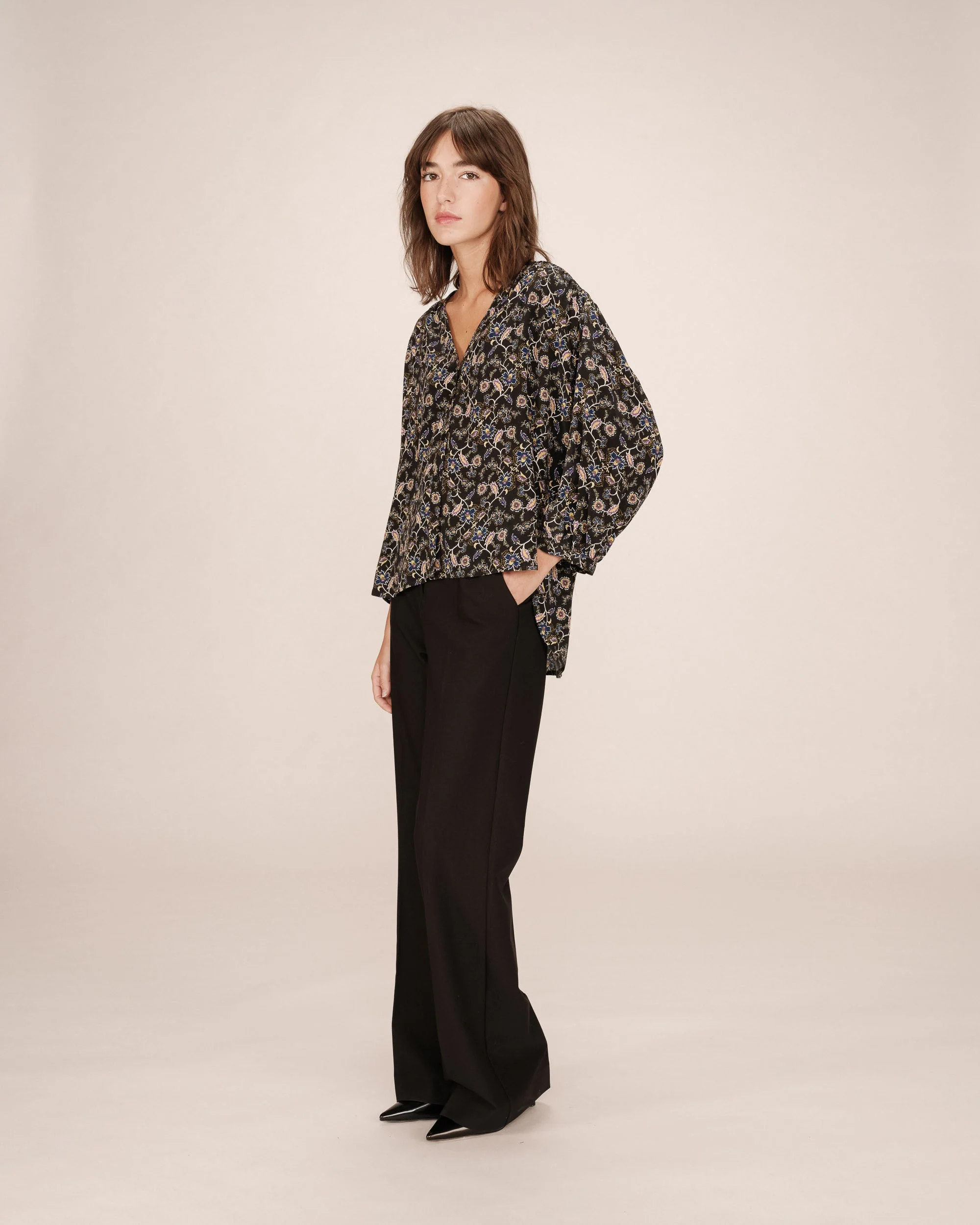 Blouse Imprimé Floral Noir Secrete - Image 3