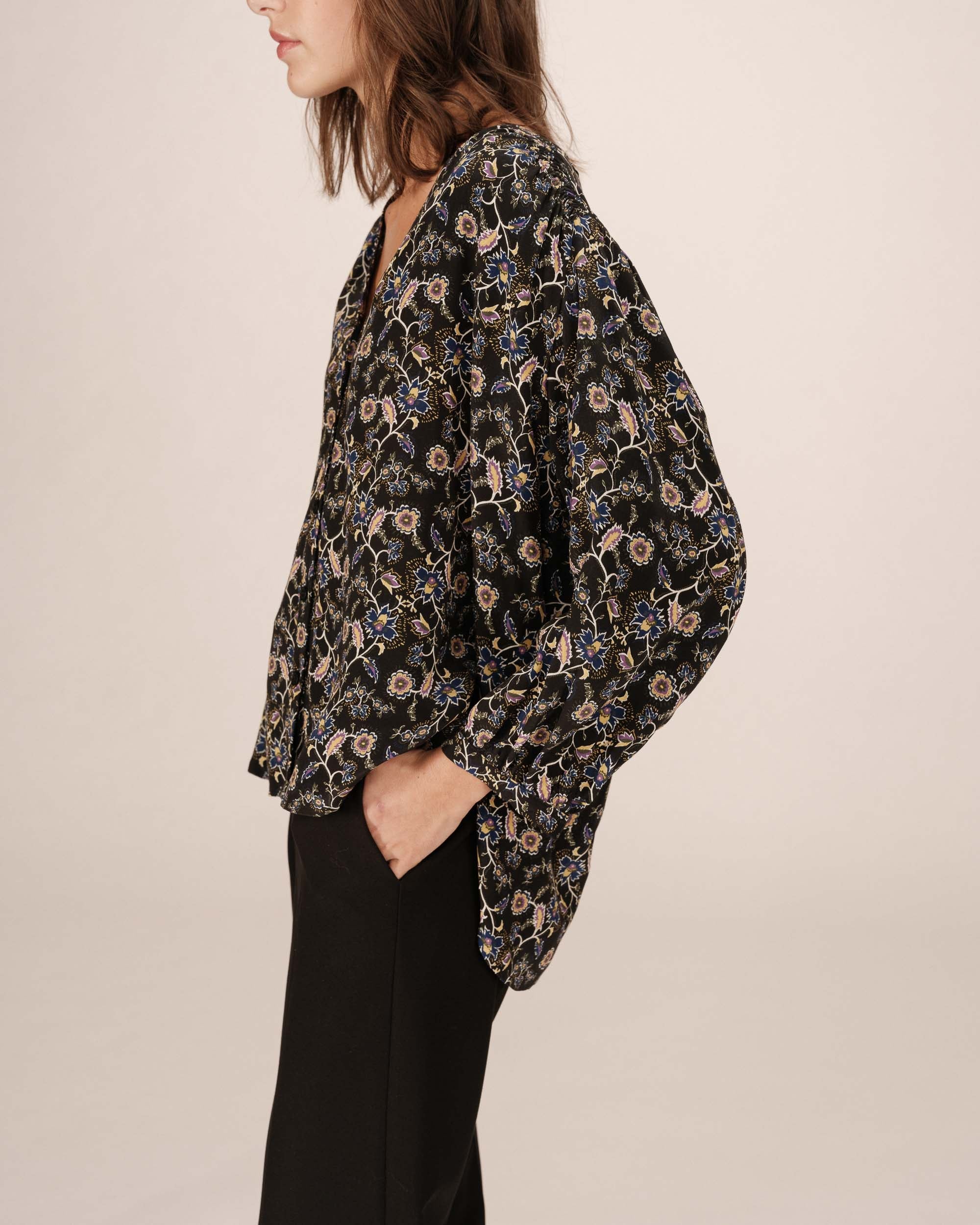 Blouse Imprimé Floral Noir Secrete - Image 4