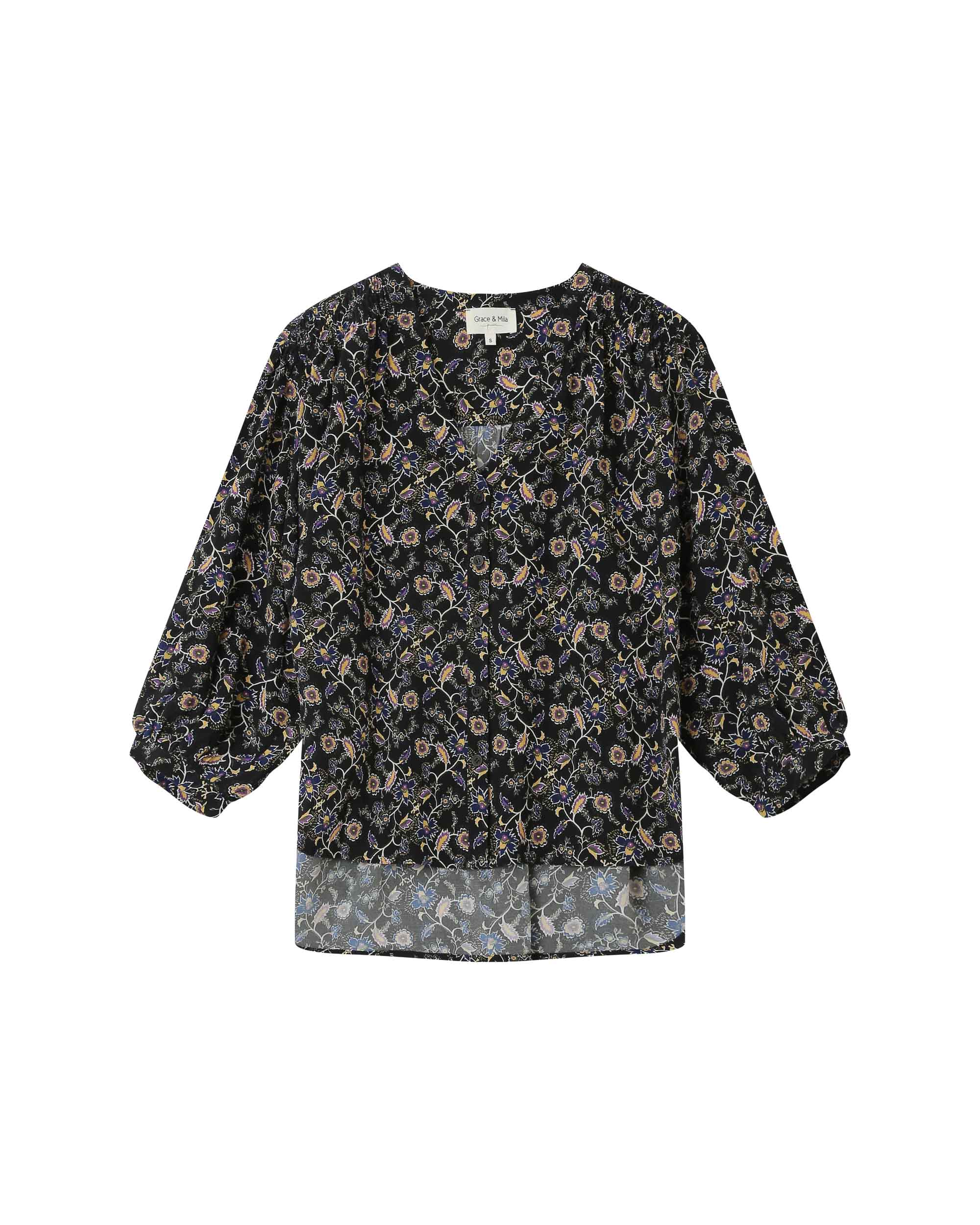 Blouse Imprimé Floral Noir Secrete - Image 6