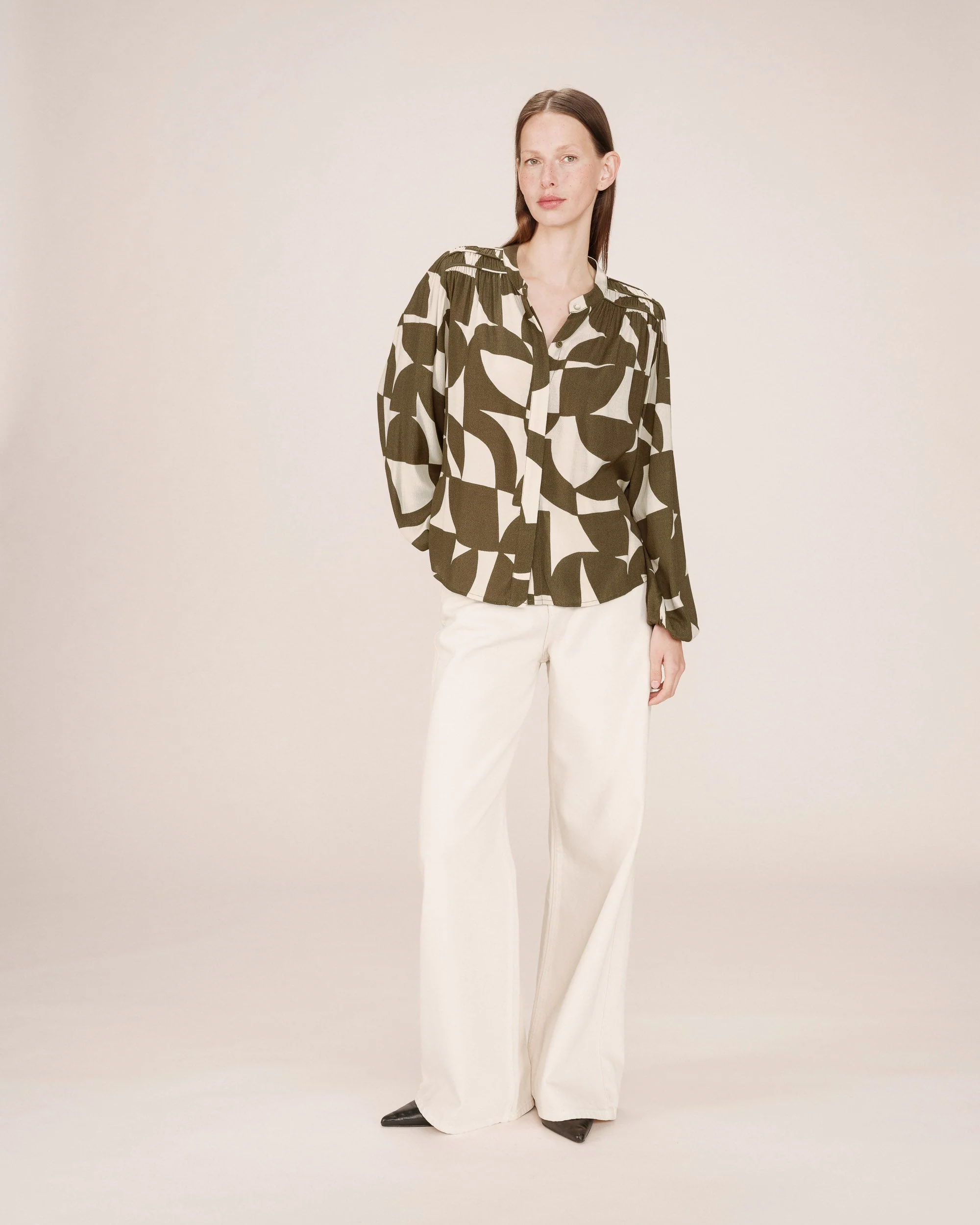 Blouse Motif Bicolore Olive Sorpresa - Image 3