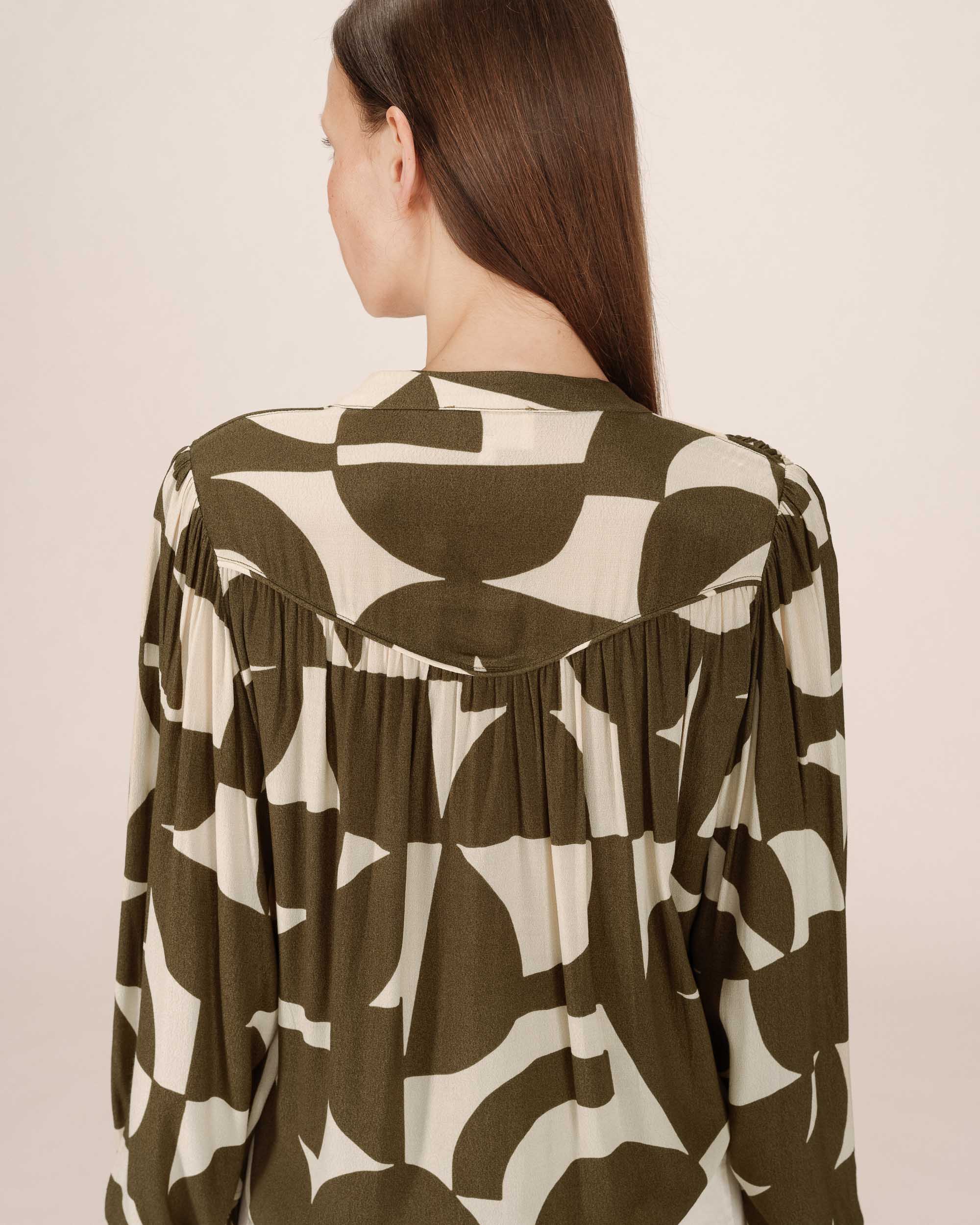 Blouse Motif Bicolore Olive Sorpresa - Image 5