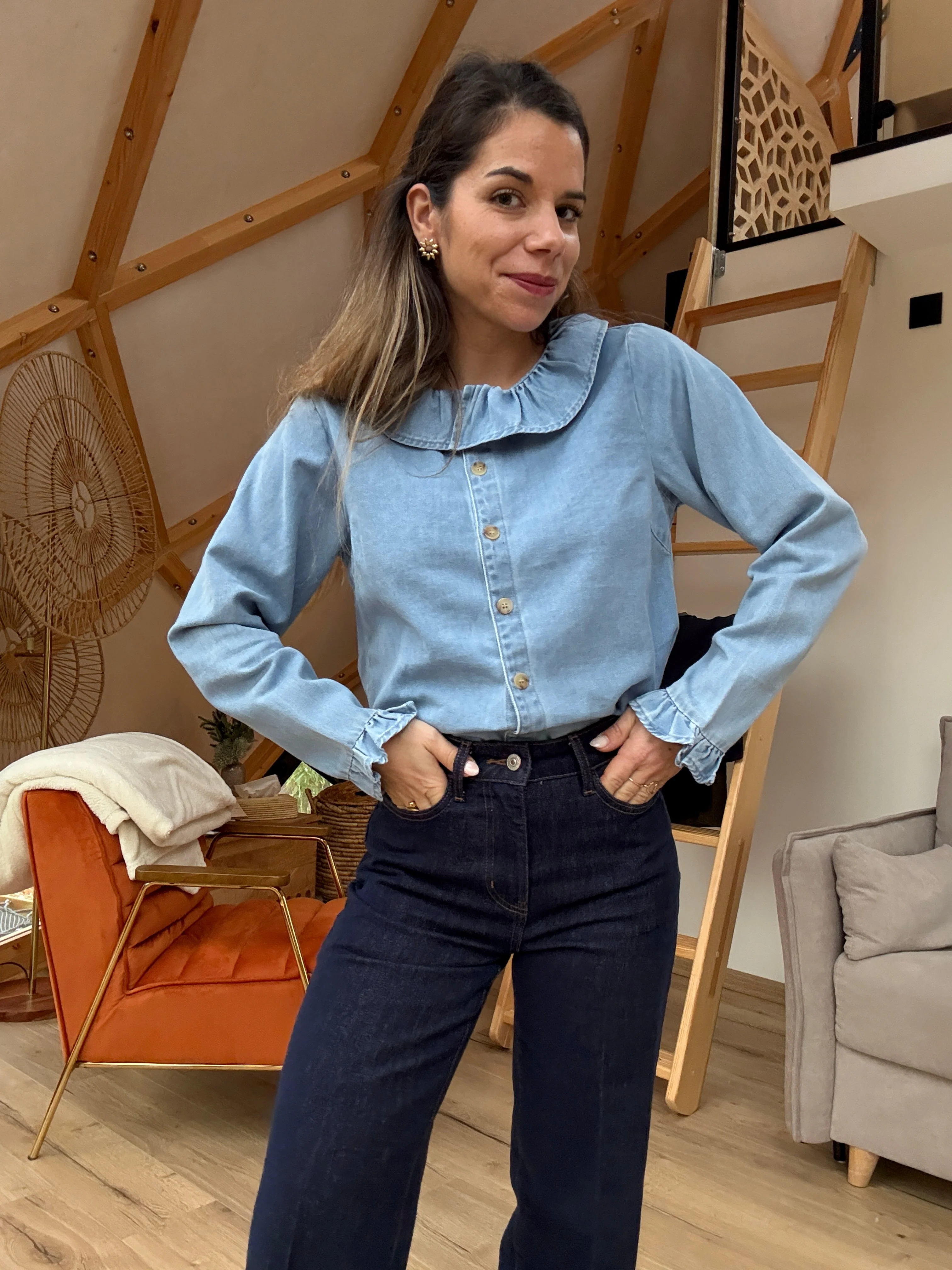 Blouse Pia Denim Clair - Image 4