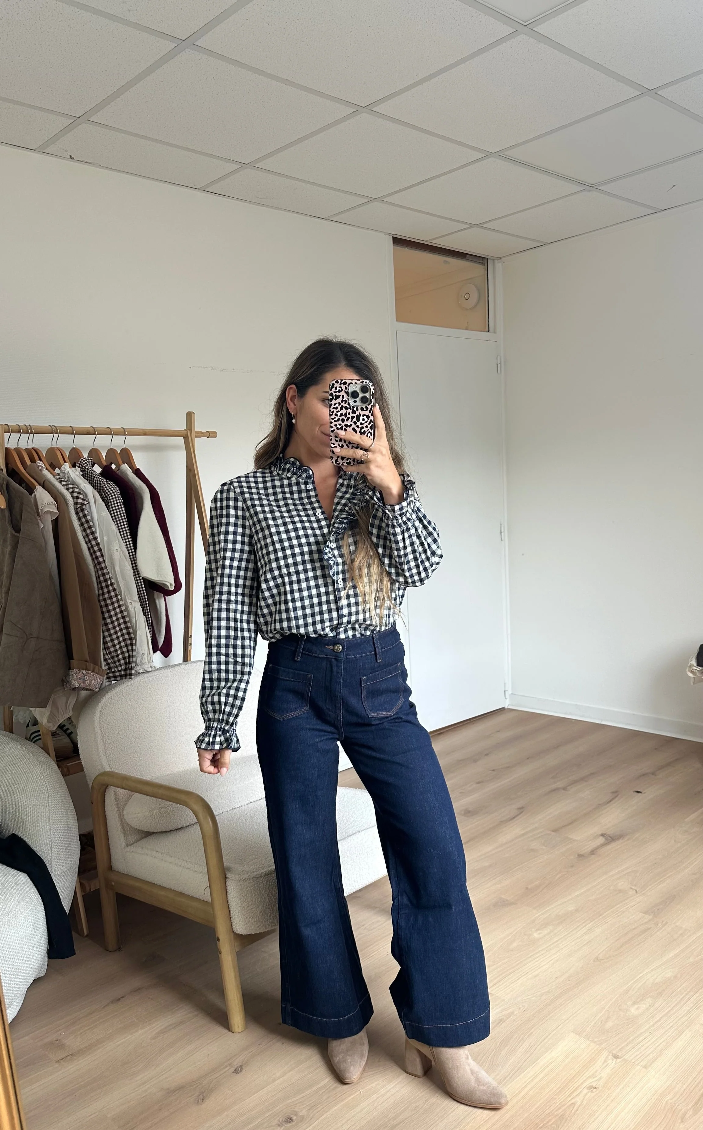 Blouse Vichy Bleu Marine Léonor - Image 10