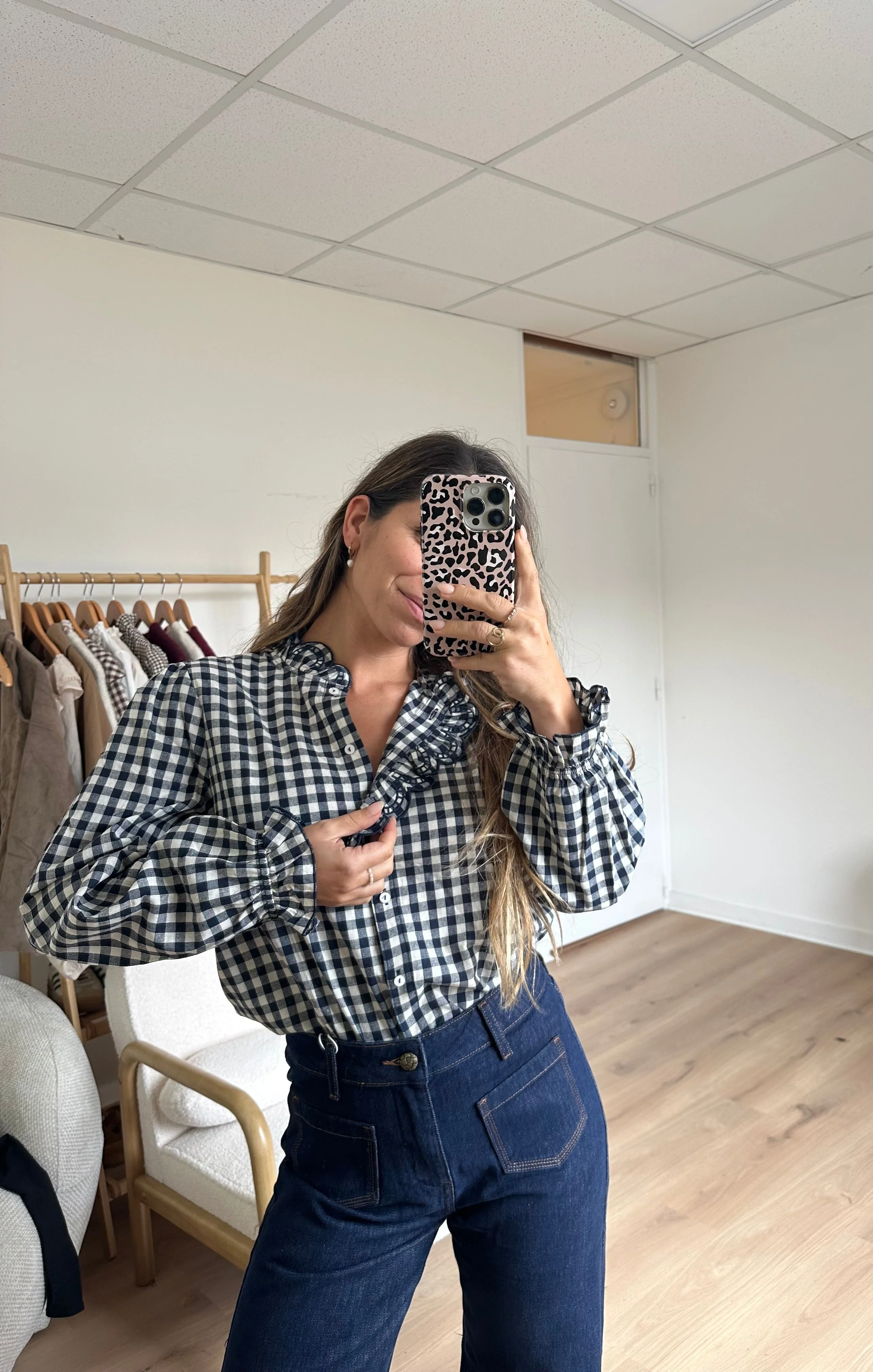 Blouse Vichy Bleu Marine Léonor - Image 11