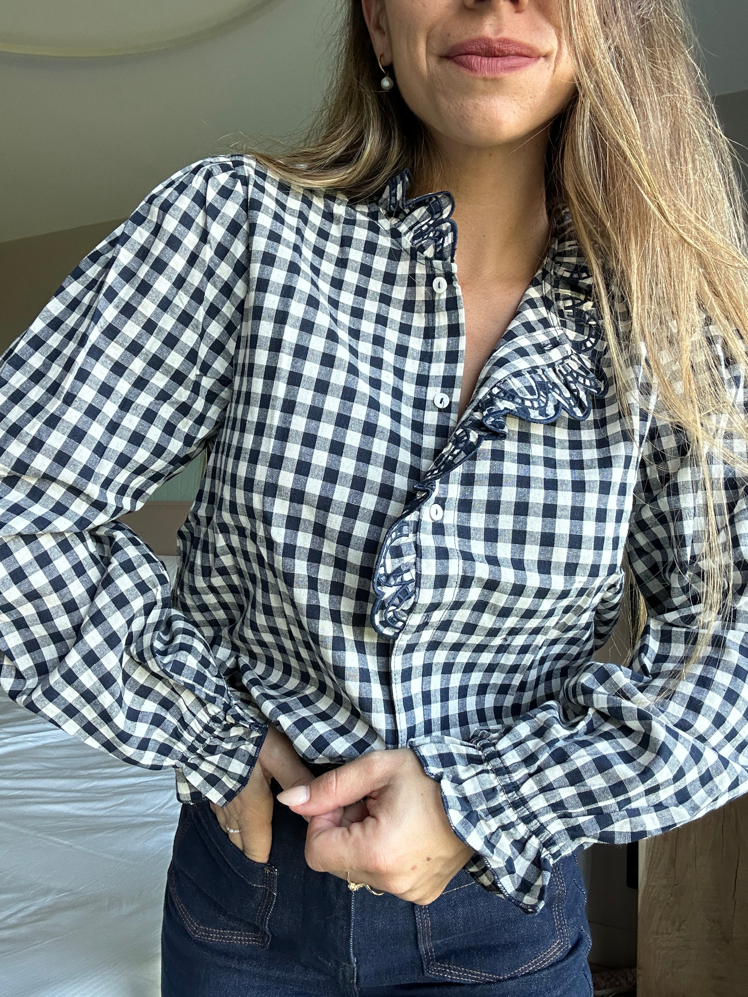 Blouse Vichy Bleu Marine Léonor - Image 3