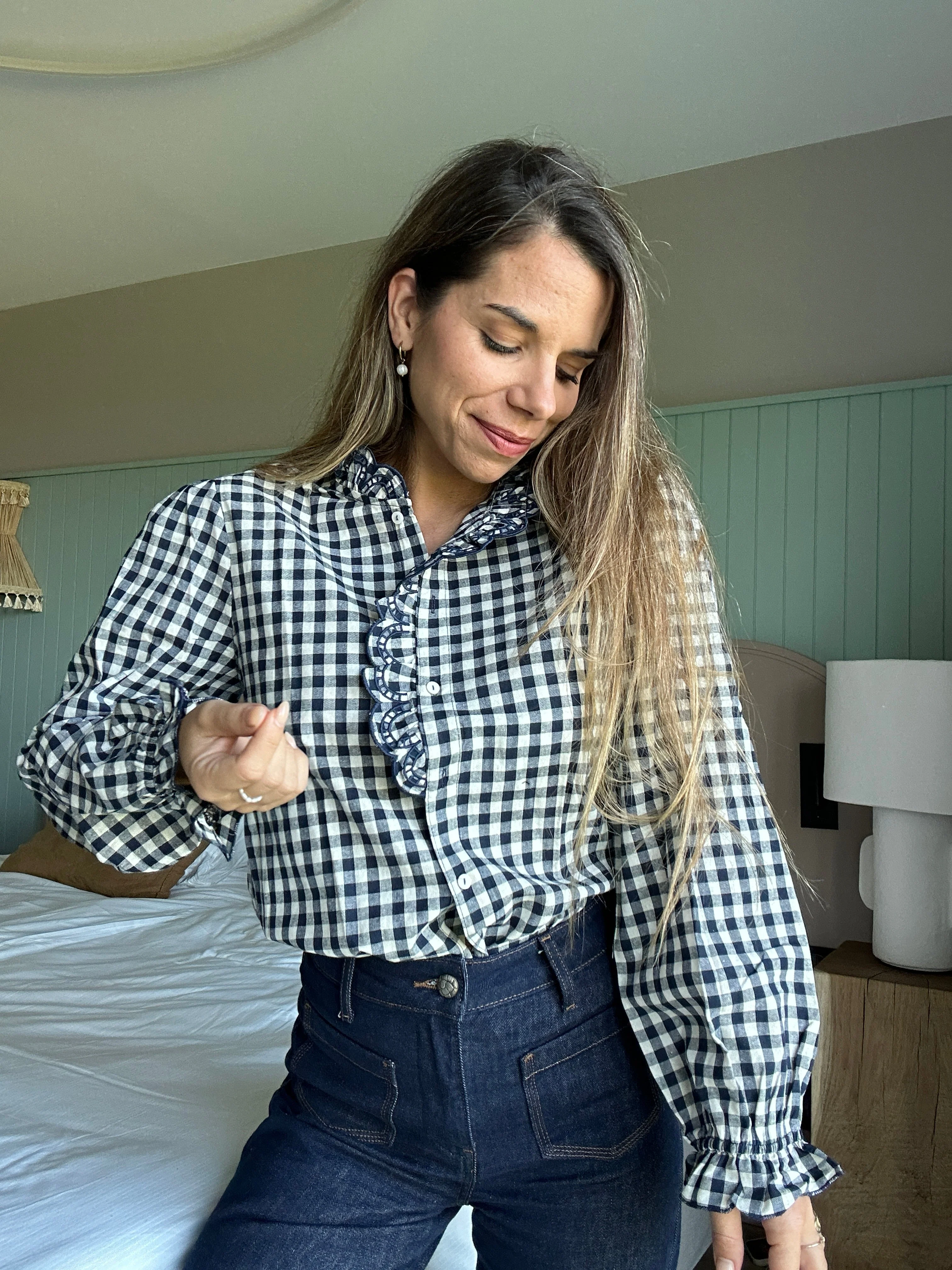 Blouse Vichy Bleu Marine Léonor - Image 5
