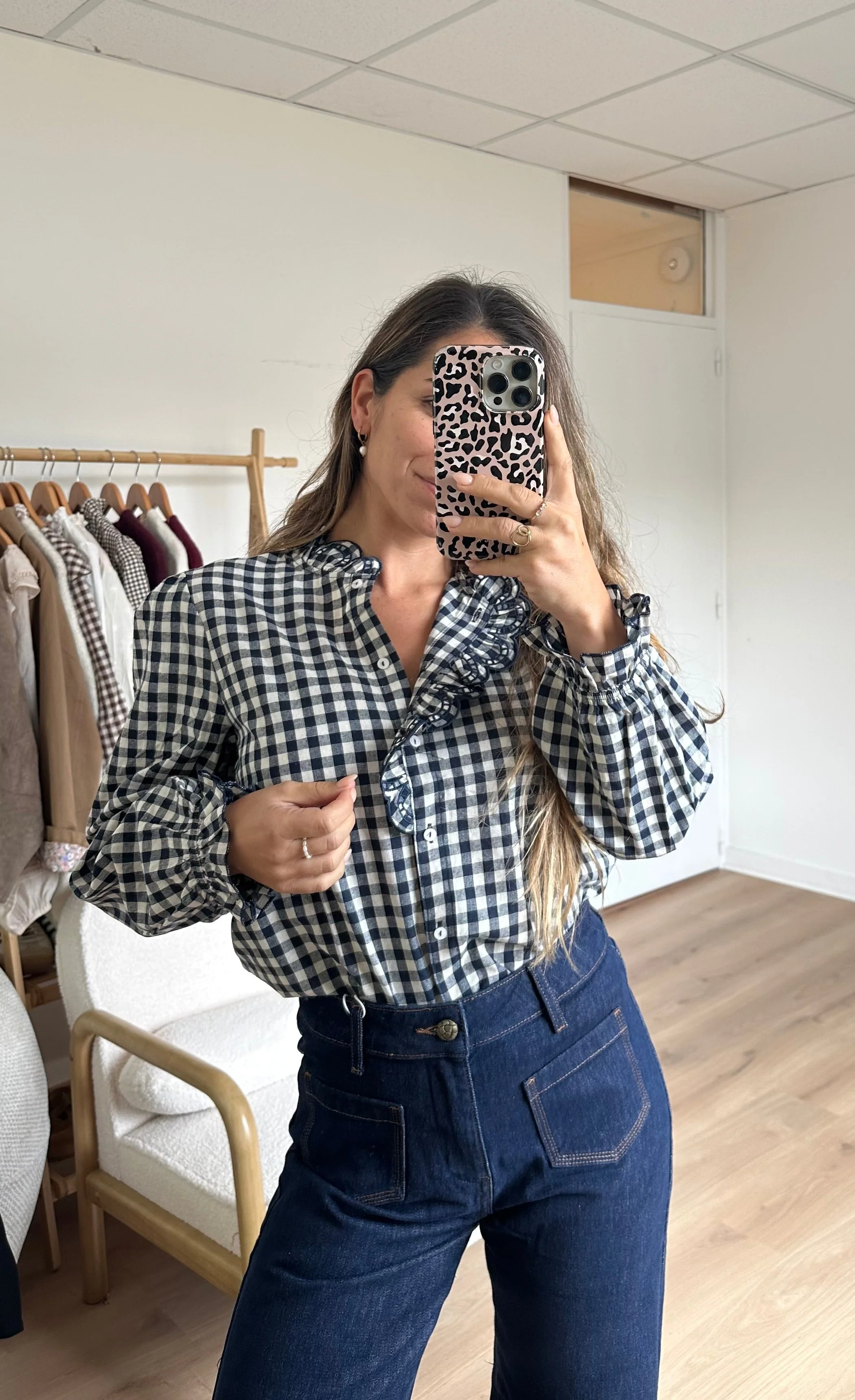 Blouse Vichy Bleu Marine Léonor - Image 7