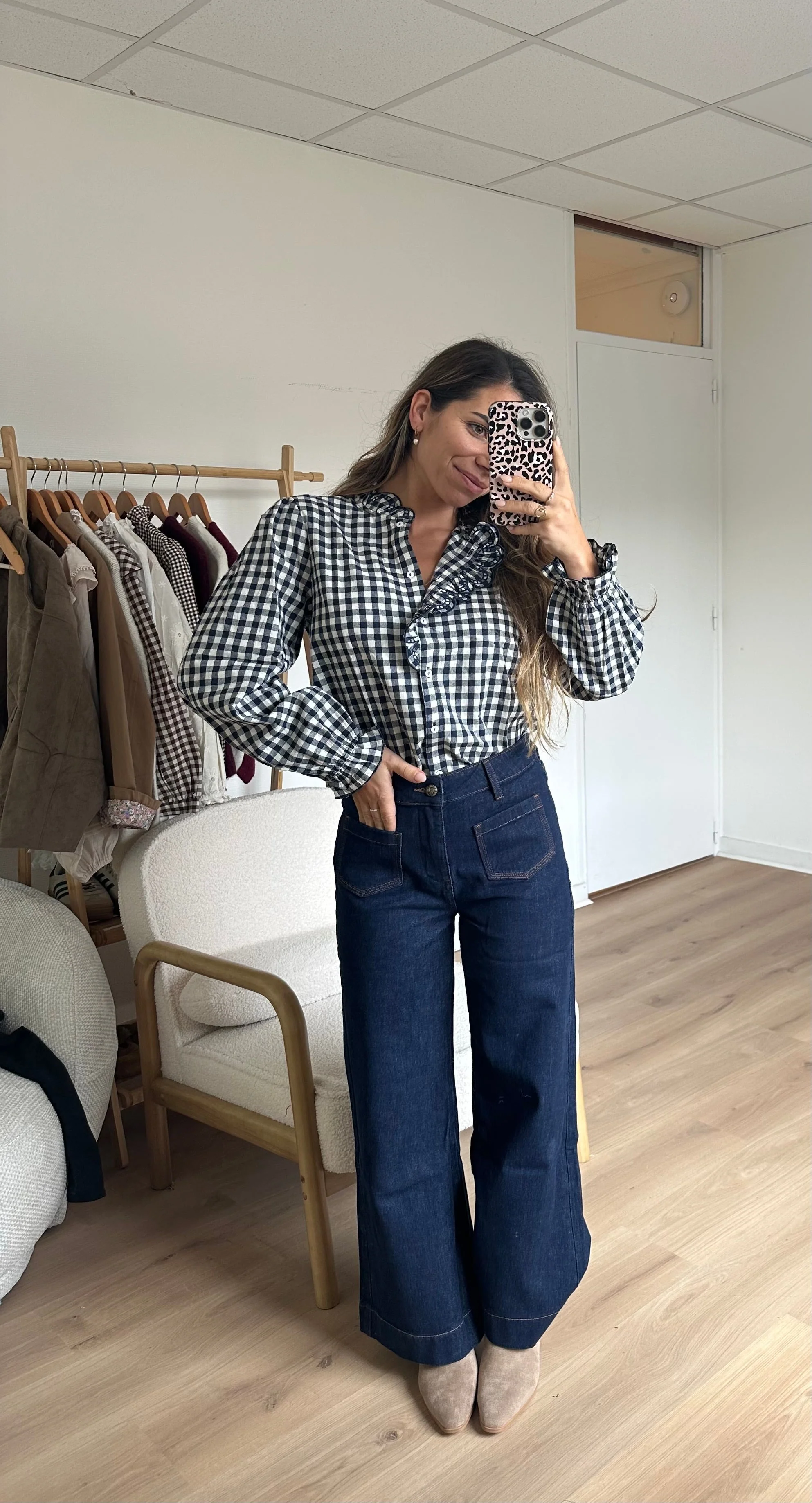 Blouse Vichy Bleu Marine Léonor - Image 8