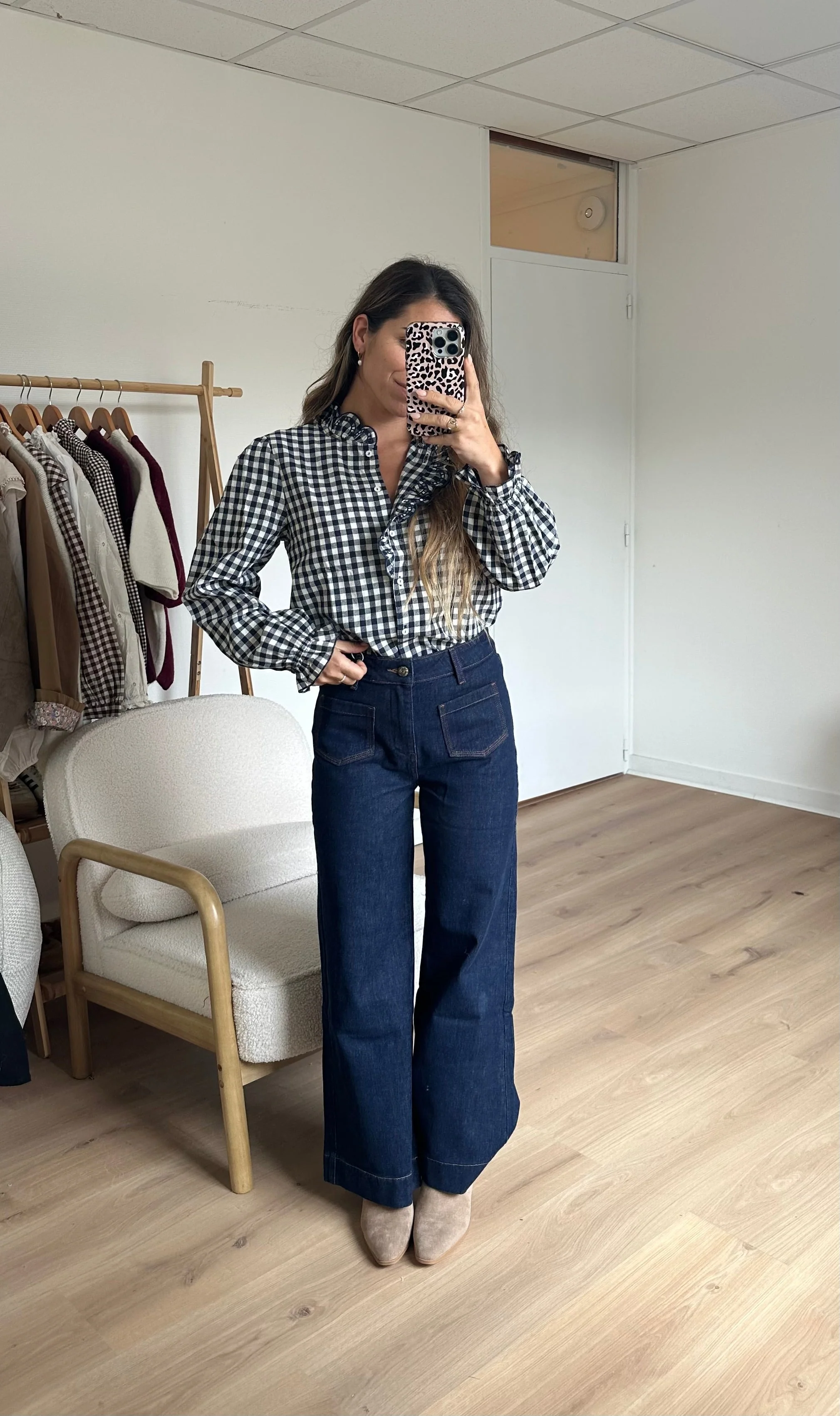 Blouse Vichy Bleu Marine Léonor - Image 9