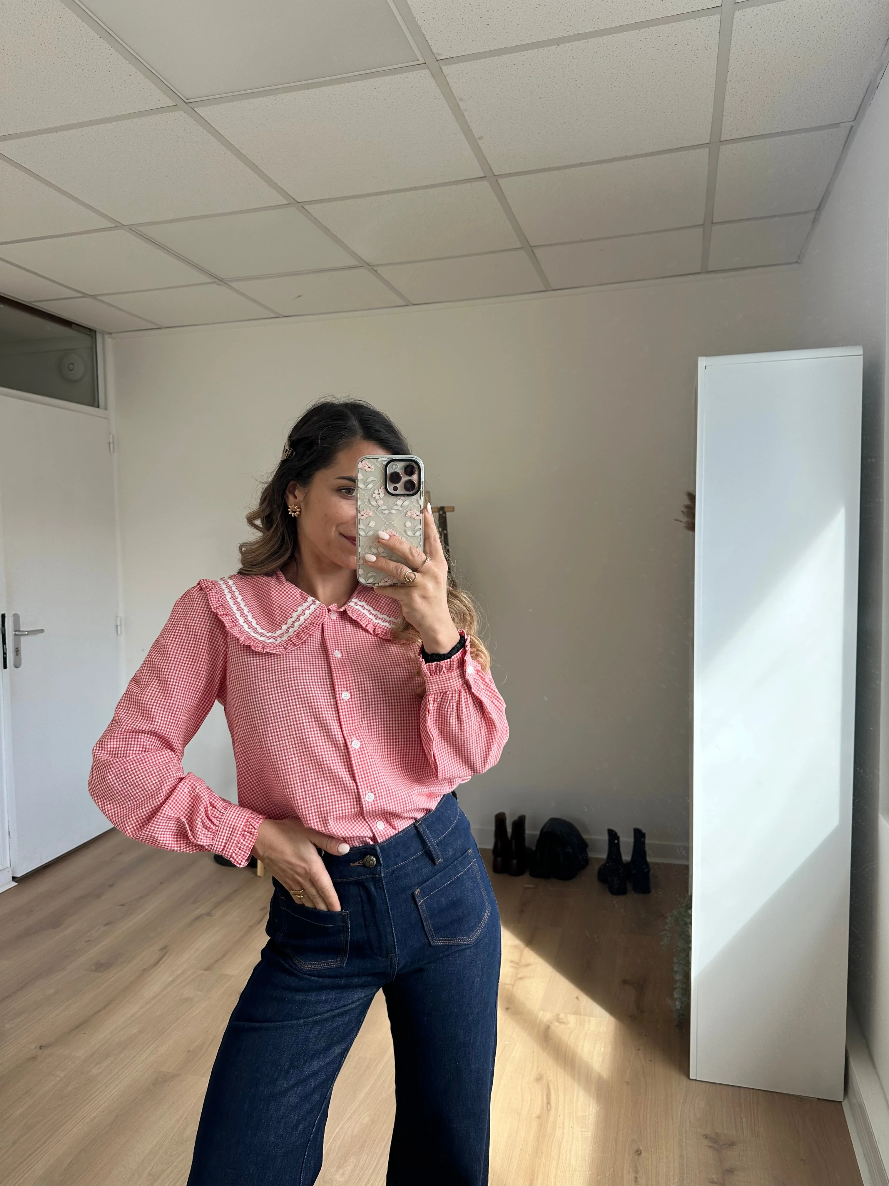 Blouse Vichy Col Claudine Anaëlle - Image 12
