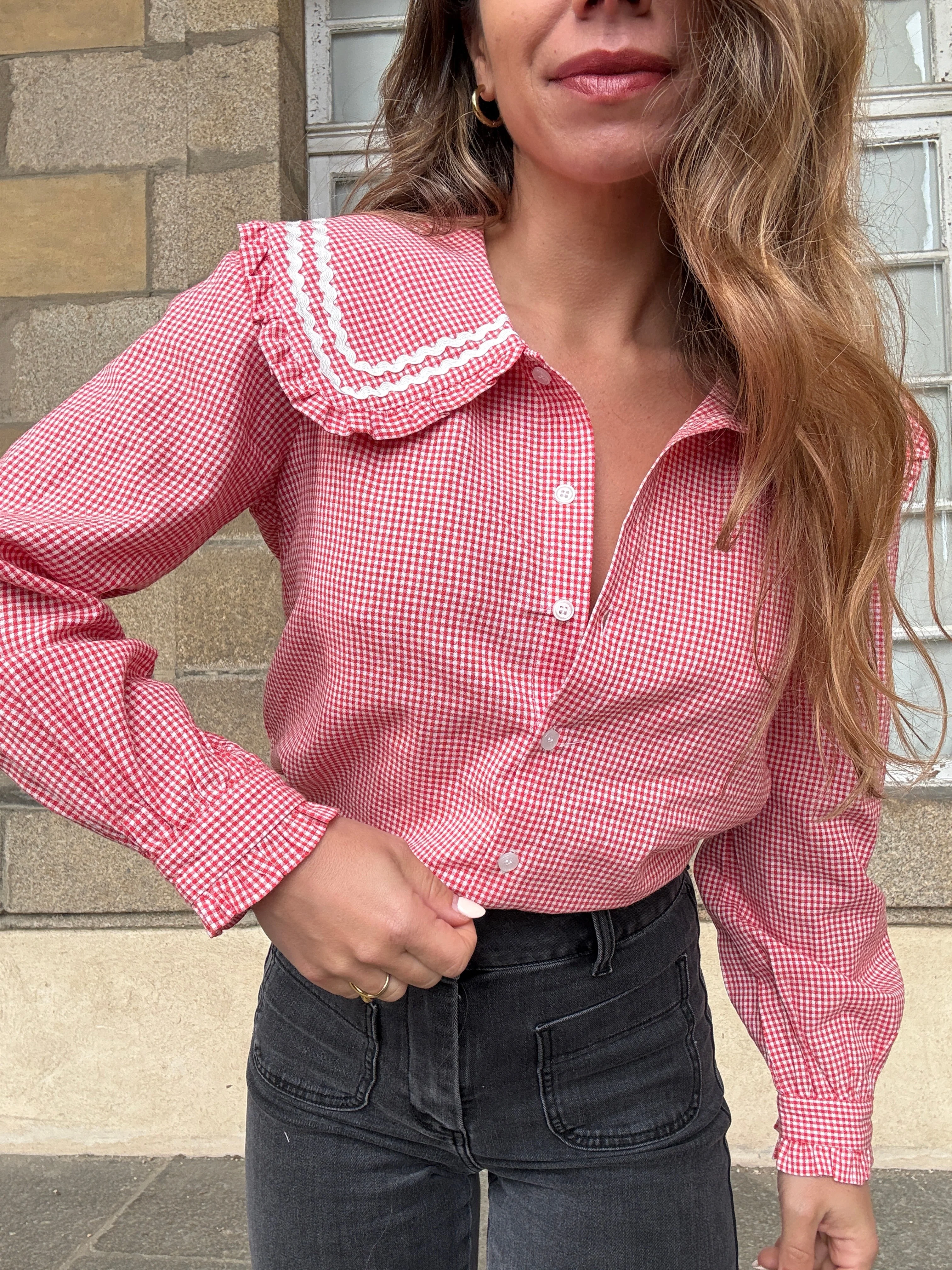 Blouse Vichy Col Claudine Anaëlle - Image 2