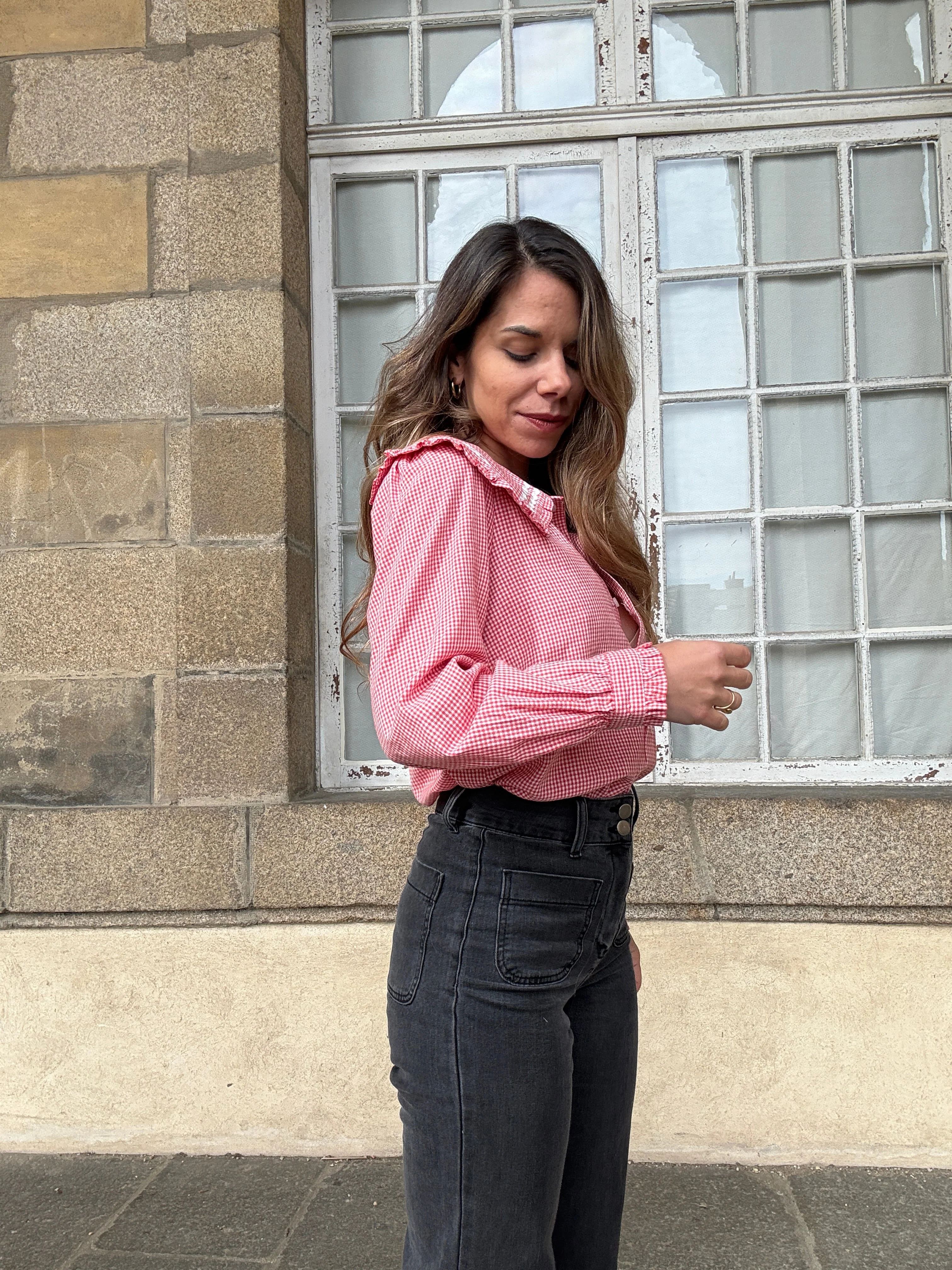 Blouse Vichy Col Claudine Anaëlle - Image 3