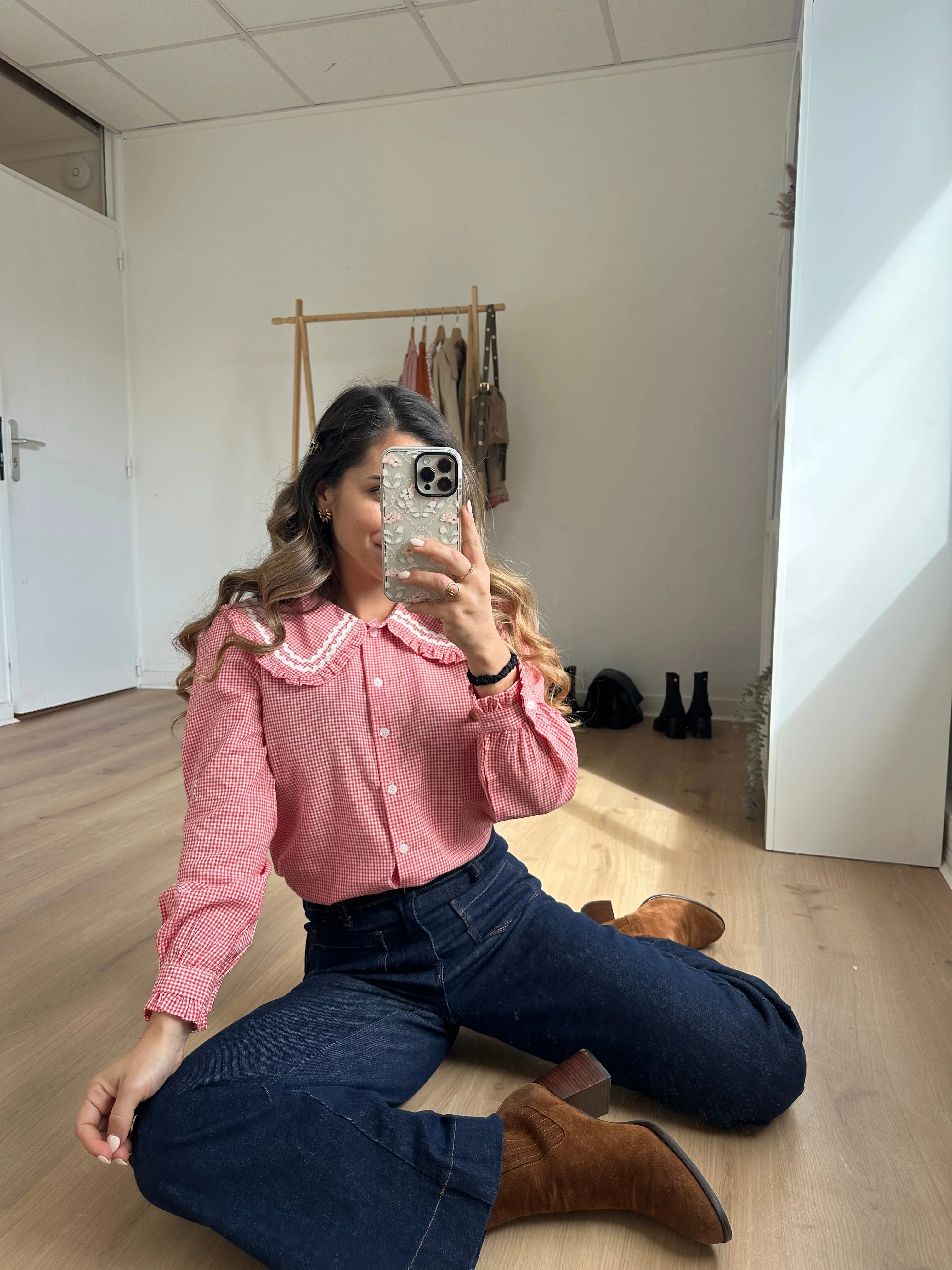 Blouse Vichy Col Claudine Anaëlle - Image 4