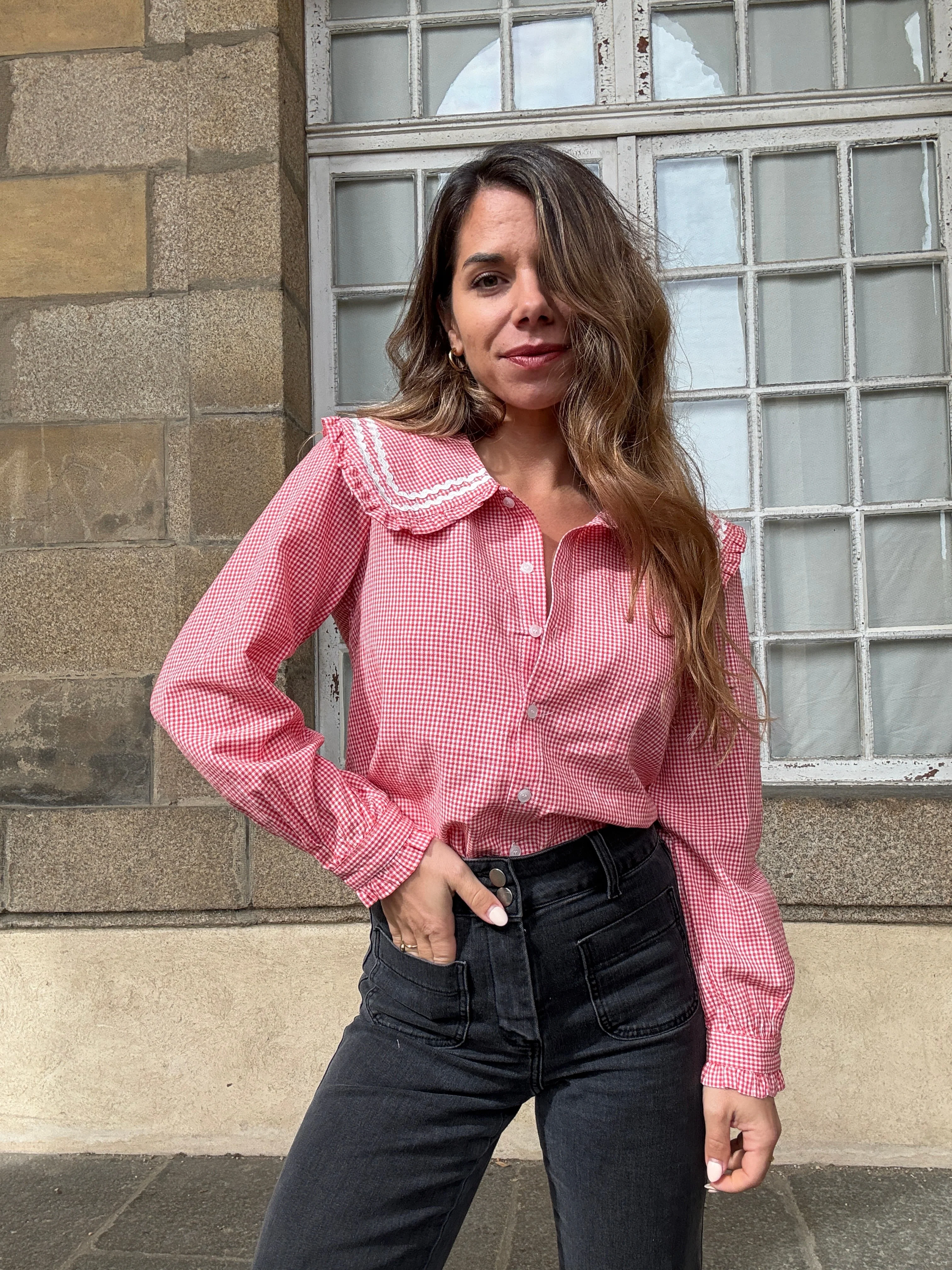Blouse Vichy Col Claudine Anaëlle - Image 5