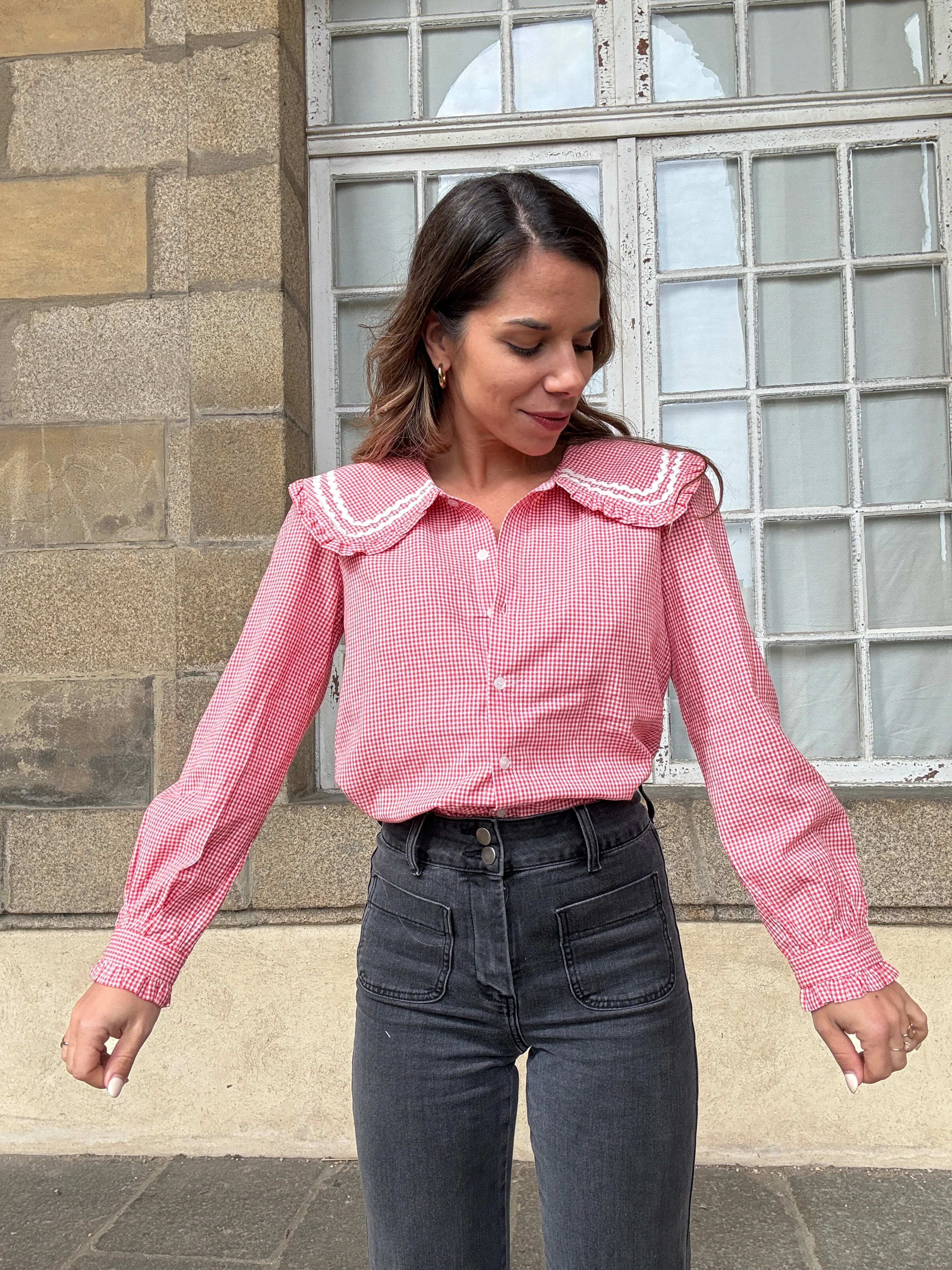 Blouse Vichy Col Claudine Anaëlle - Image 6