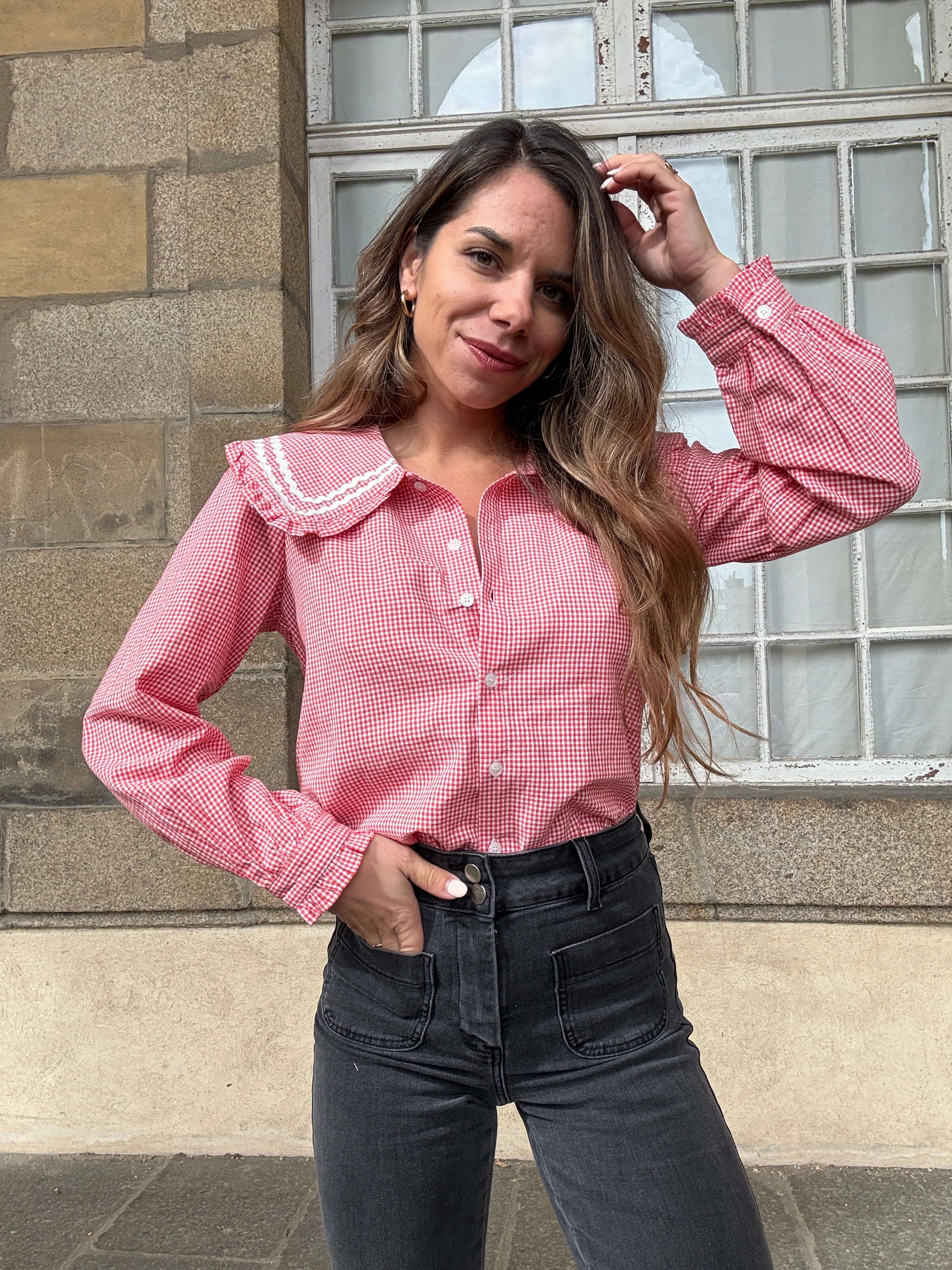 Blouse Vichy Col Claudine Anaëlle - Image 8