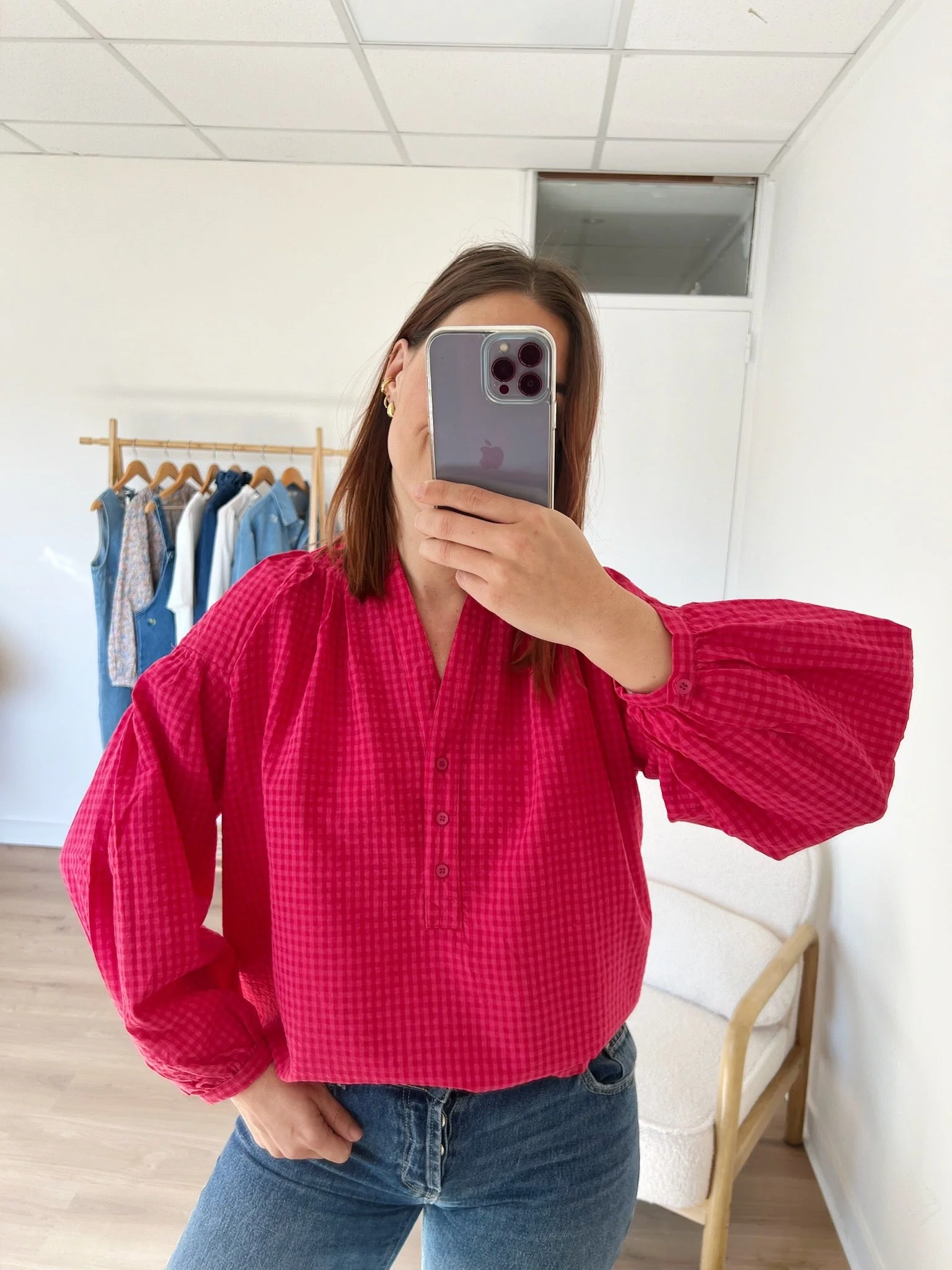 Blouse Vichy Fushia Clothilde - Image 10