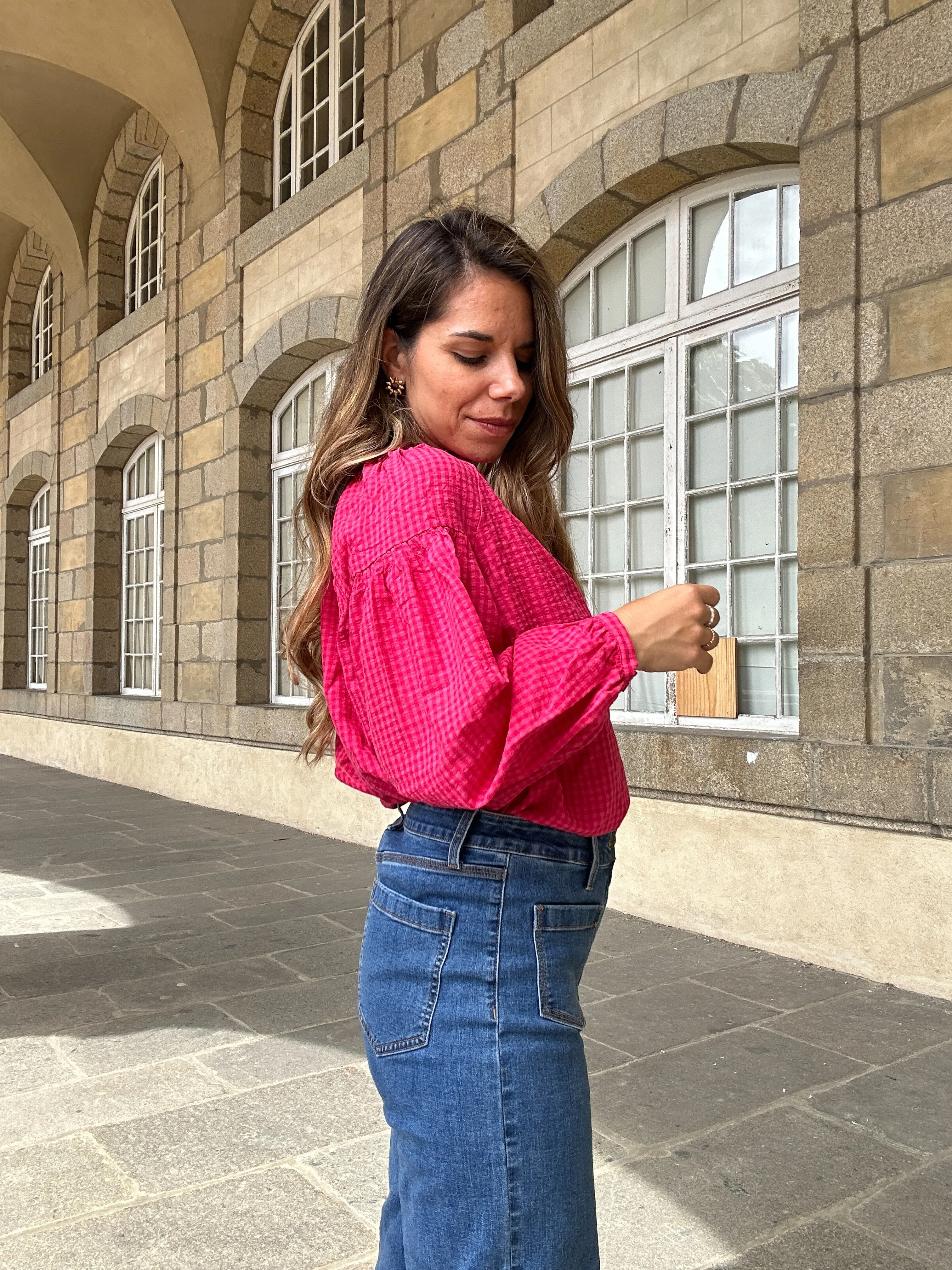 Blouse Vichy Fushia Clothilde - Image 3