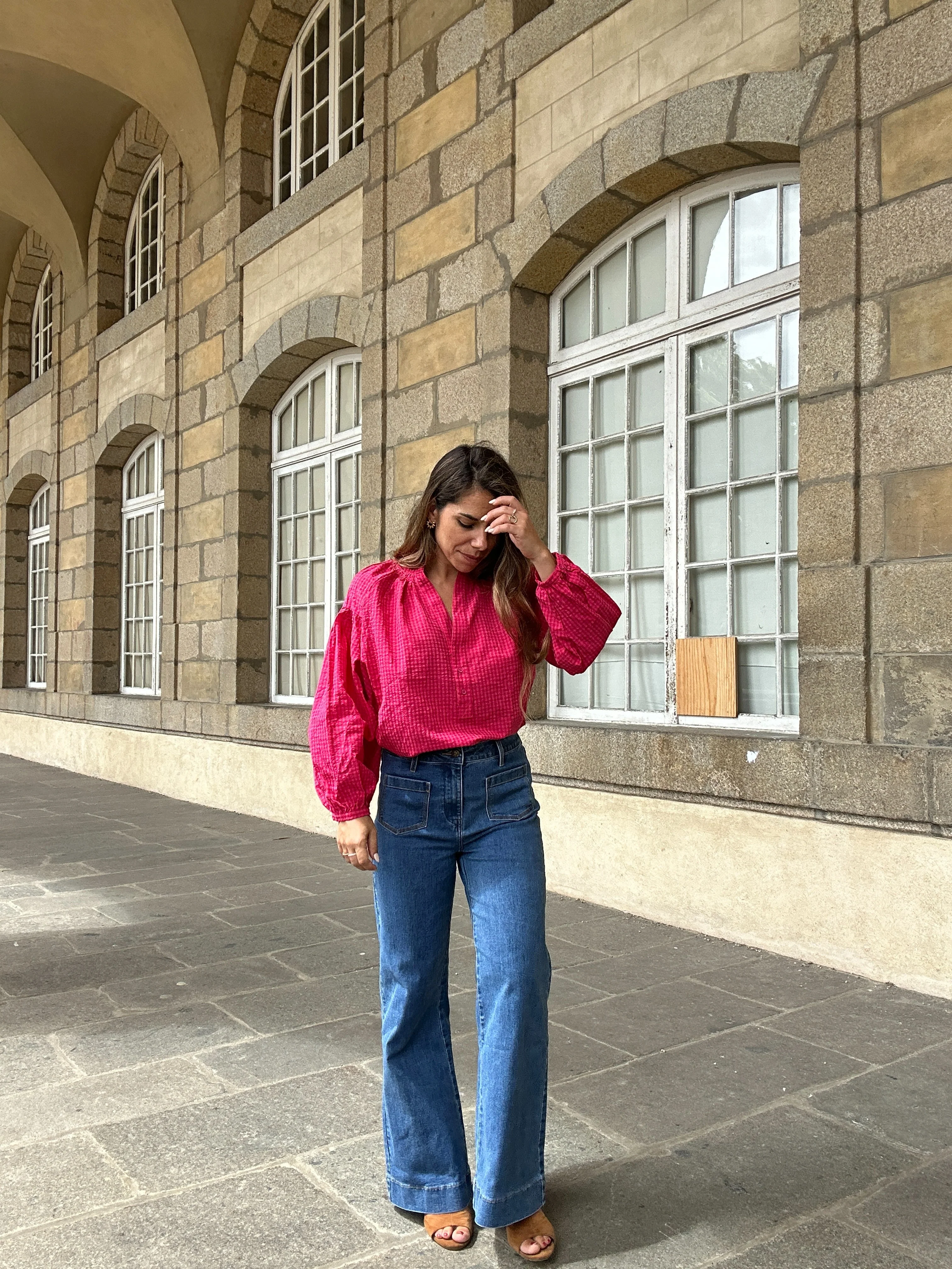 Blouse Vichy Fushia Clothilde - Image 4