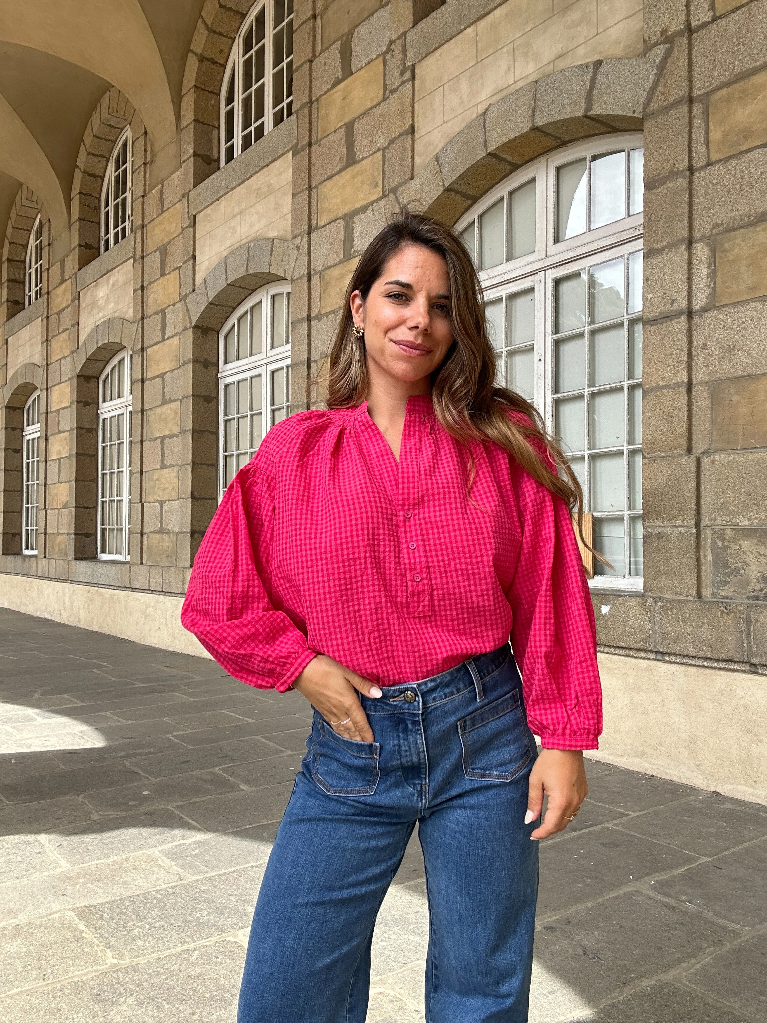 Blouse Vichy Fushia Clothilde - Image 5