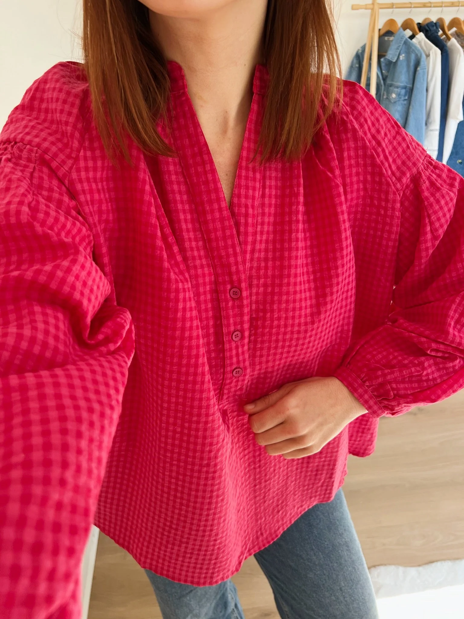 Blouse Vichy Fushia Clothilde - Image 8