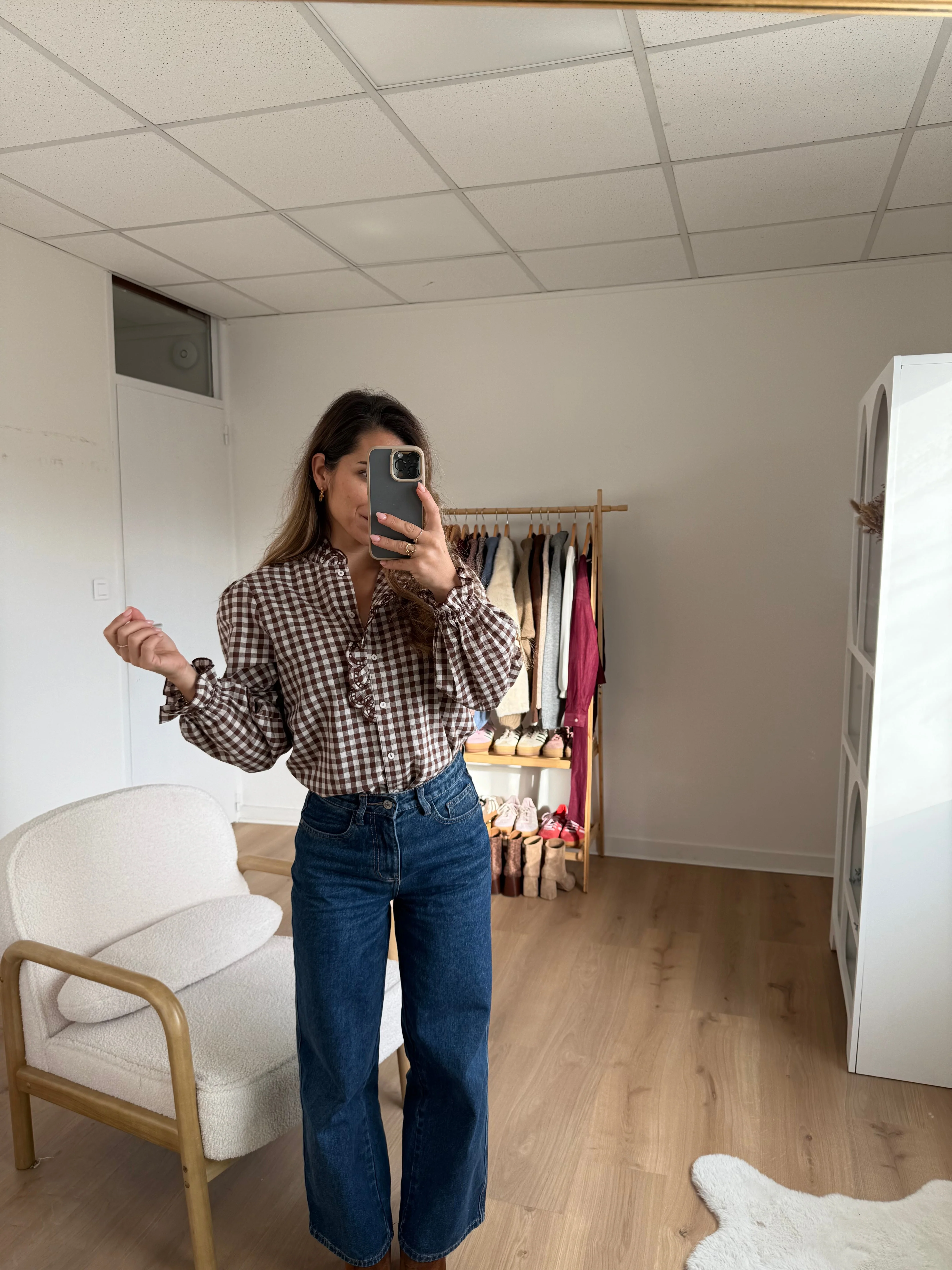 Blouse Vichy Marron Léonor - Image 6