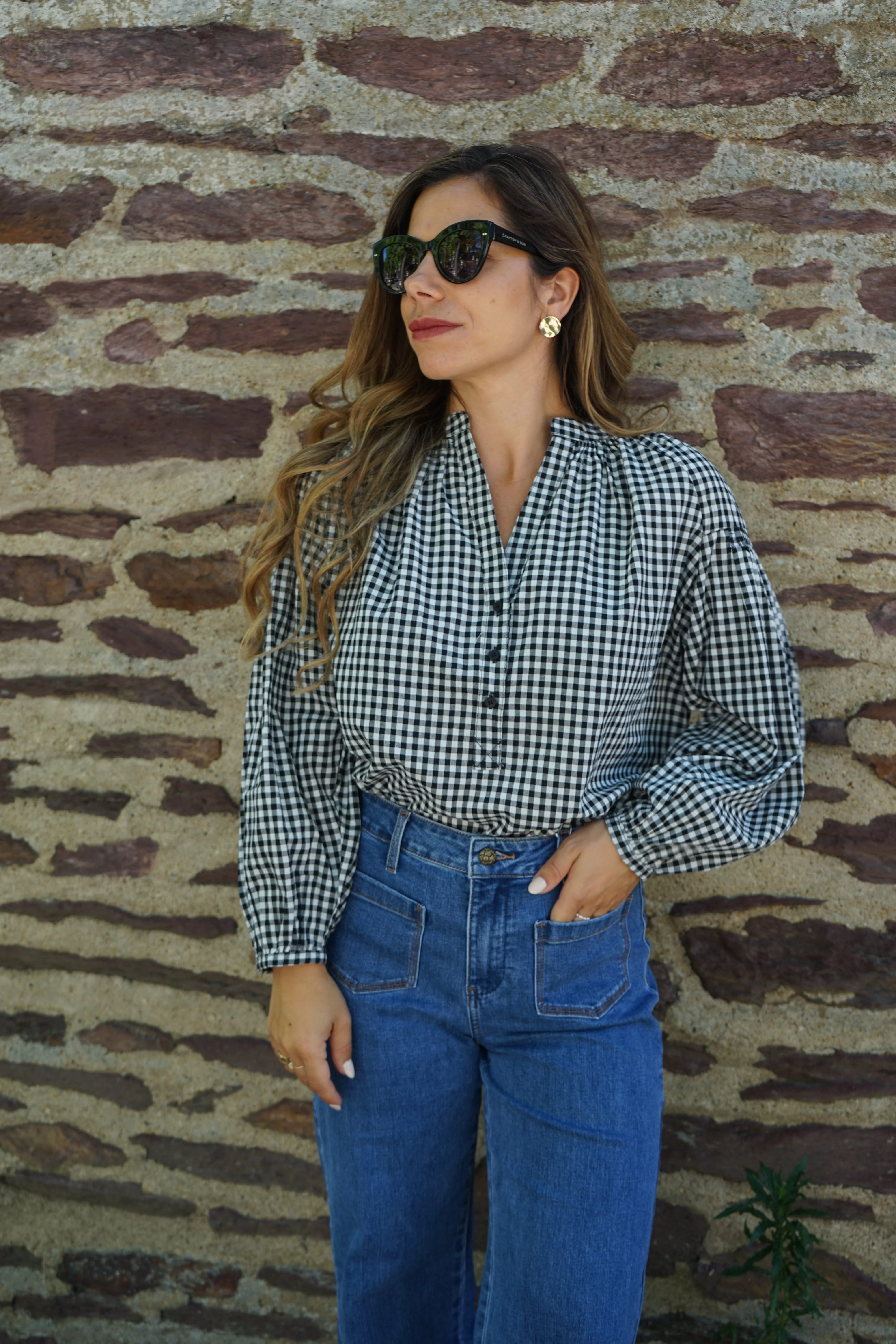 Blouse Vichy Noire Clothilde - Image 2