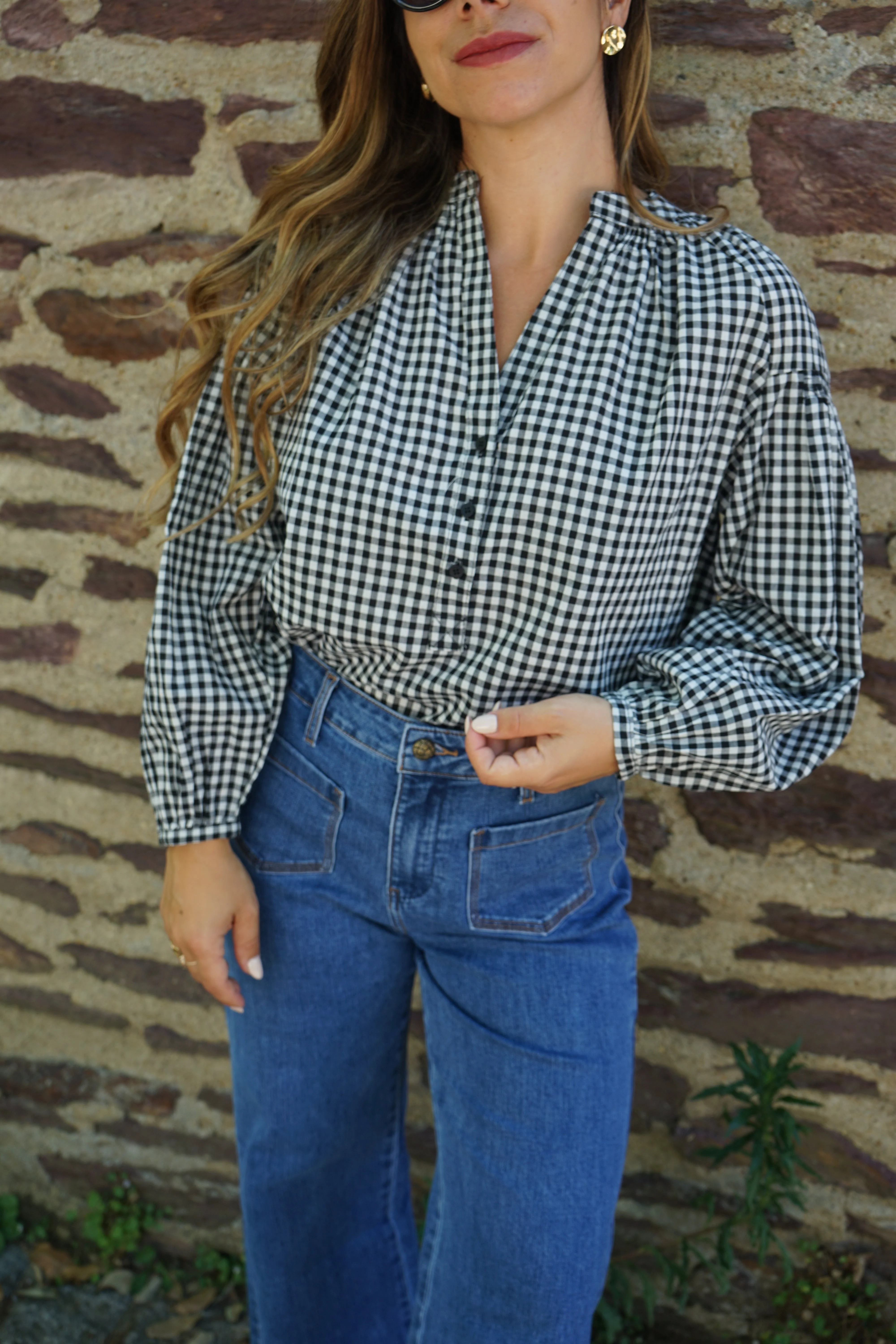 Blouse Vichy Noire Clothilde - Image 4