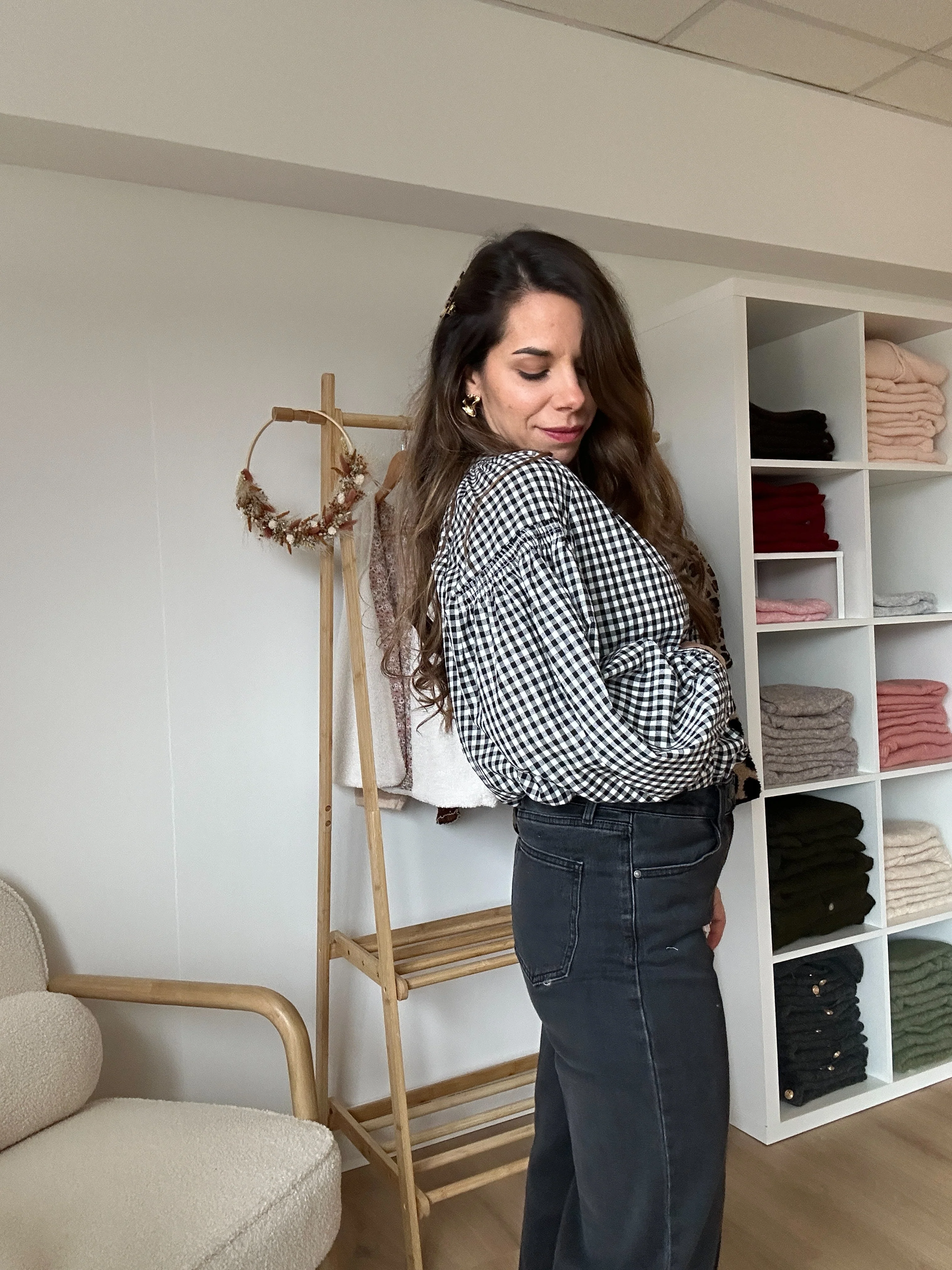 Blouse Vichy Noire Clothilde - Image 8