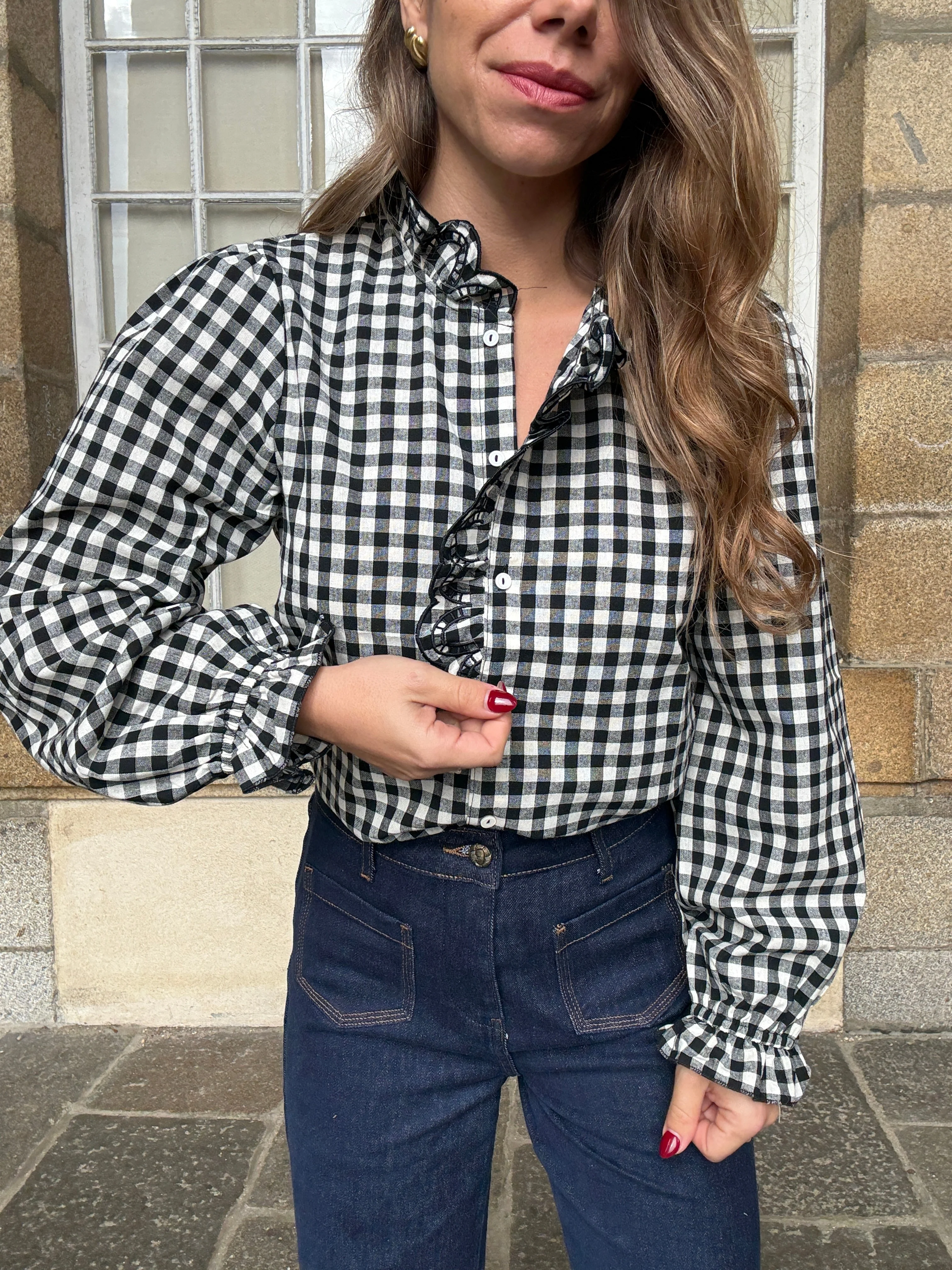 Blouse Vichy Noire Léonor - Image 2