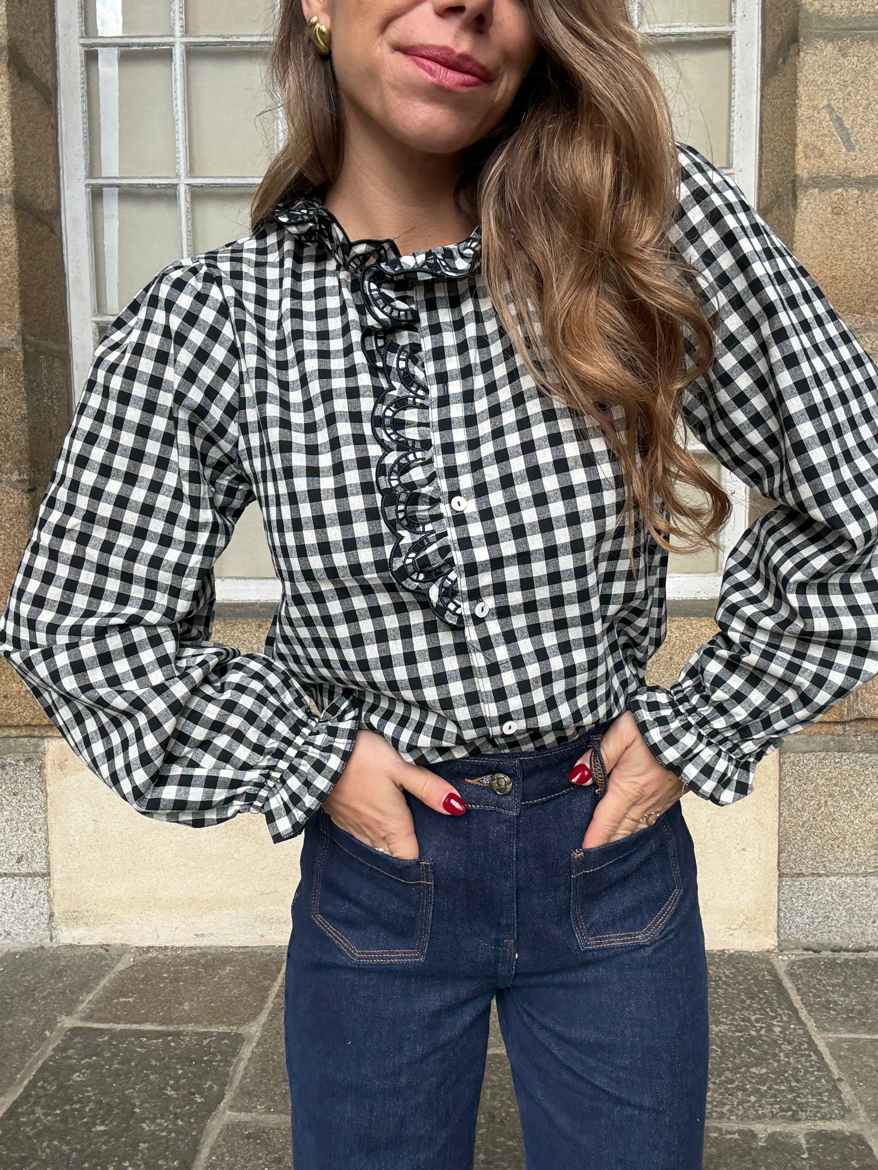 Blouse Vichy Noire Léonor - Image 8